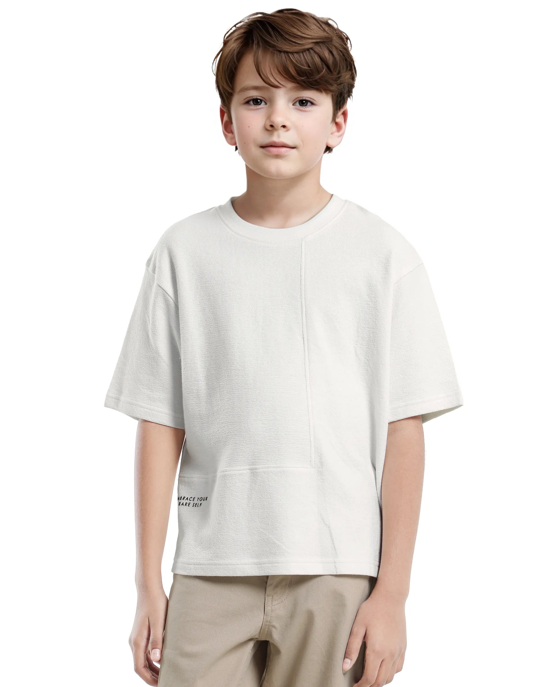 Rare Ones Kids Perg-T White Cotton Short Sleeve Crew Neck Printed T-Shirt