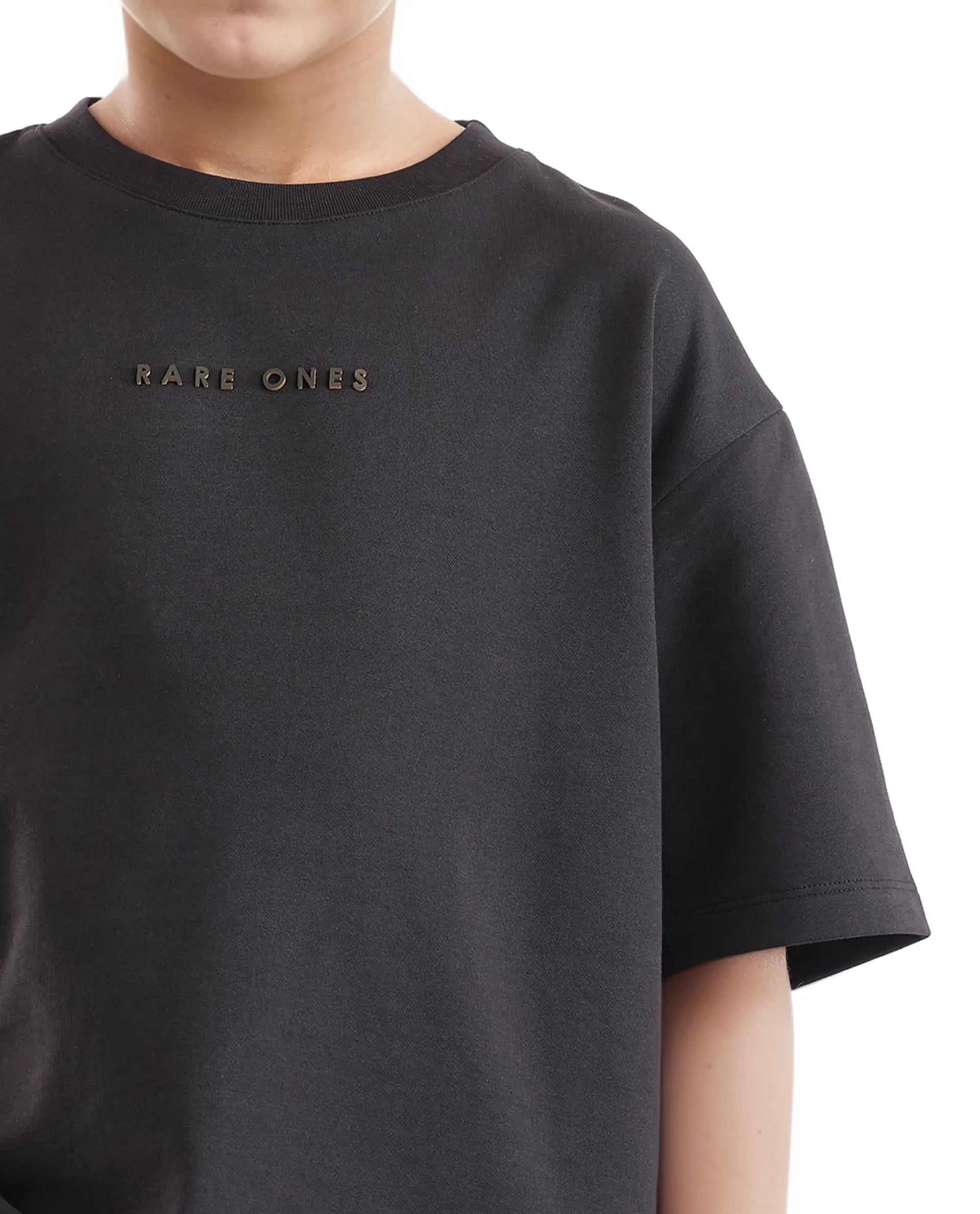 Rare Ones Kids Pete Black Cotton Half Sleeves Crew Neck Oversized Fit HD Print Branded T-Shirt