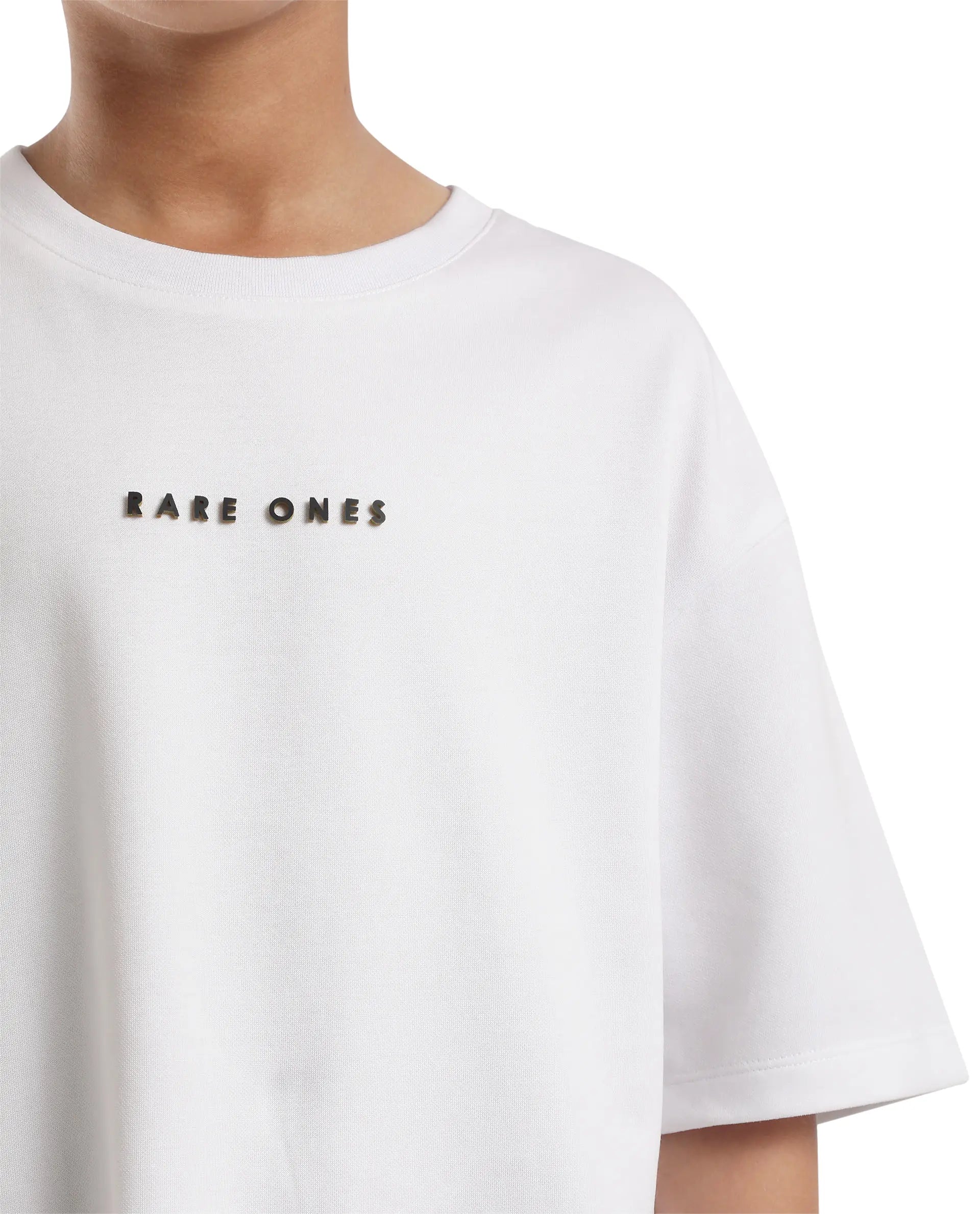 Rare Ones Kids Pete White Cotton Half Sleeves Crew Neck Oversized Fit HD Print Branded T-Shirt