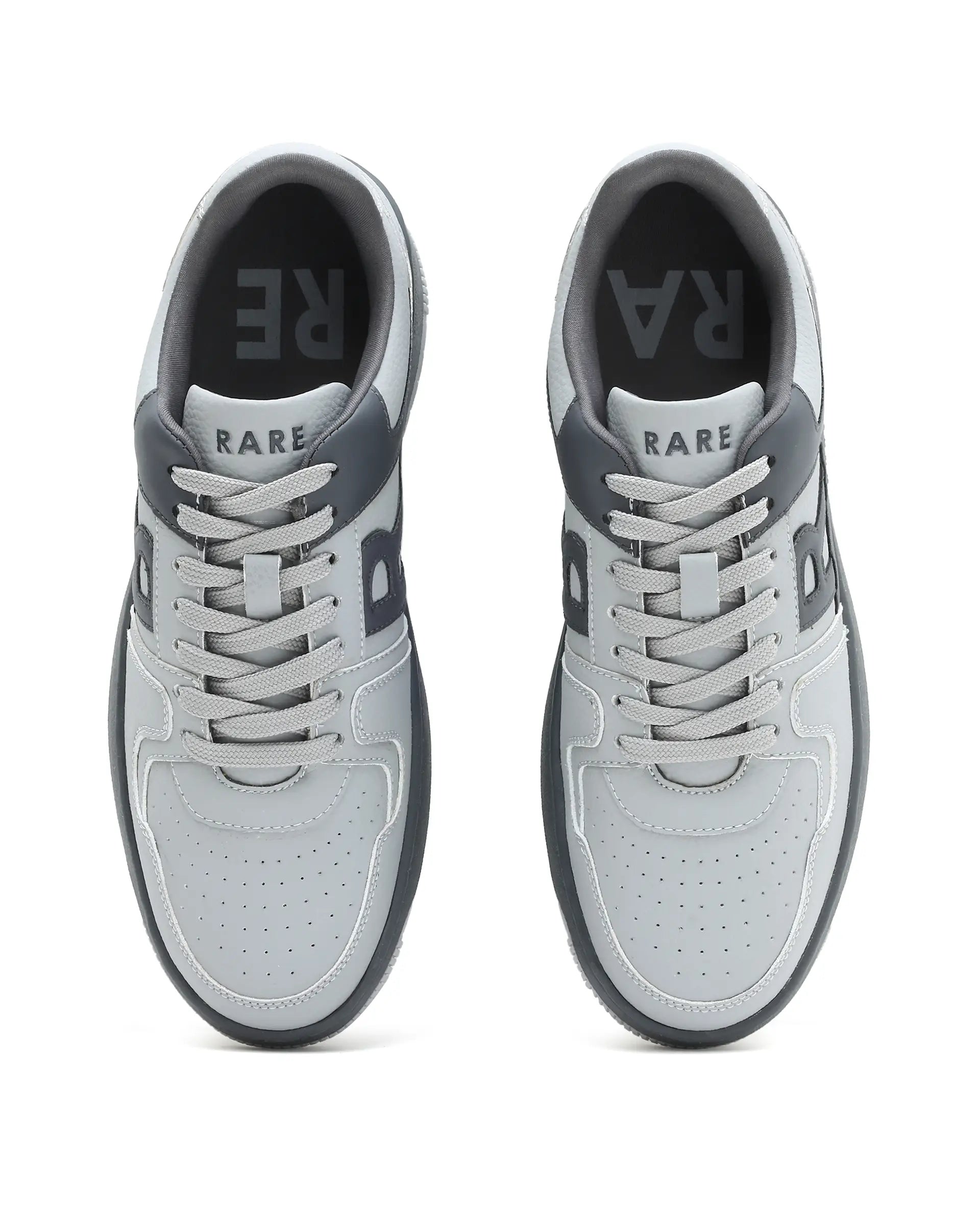 Rare Rabbit Men's Phantom Grey Micro Fiber Navy Causal Sneaker