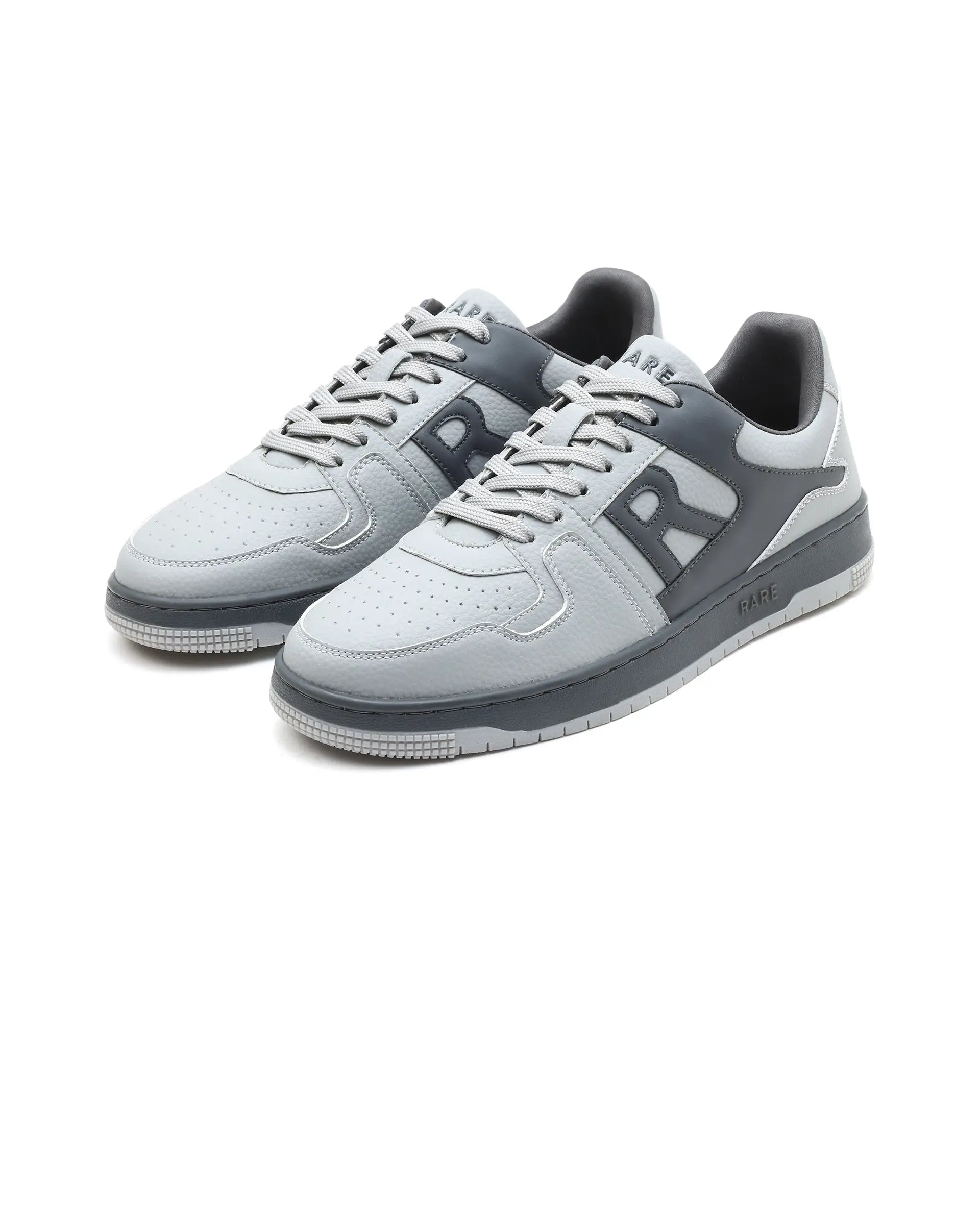 Rare Rabbit Men's Phantom Grey Micro Fiber Navy Causal Sneaker