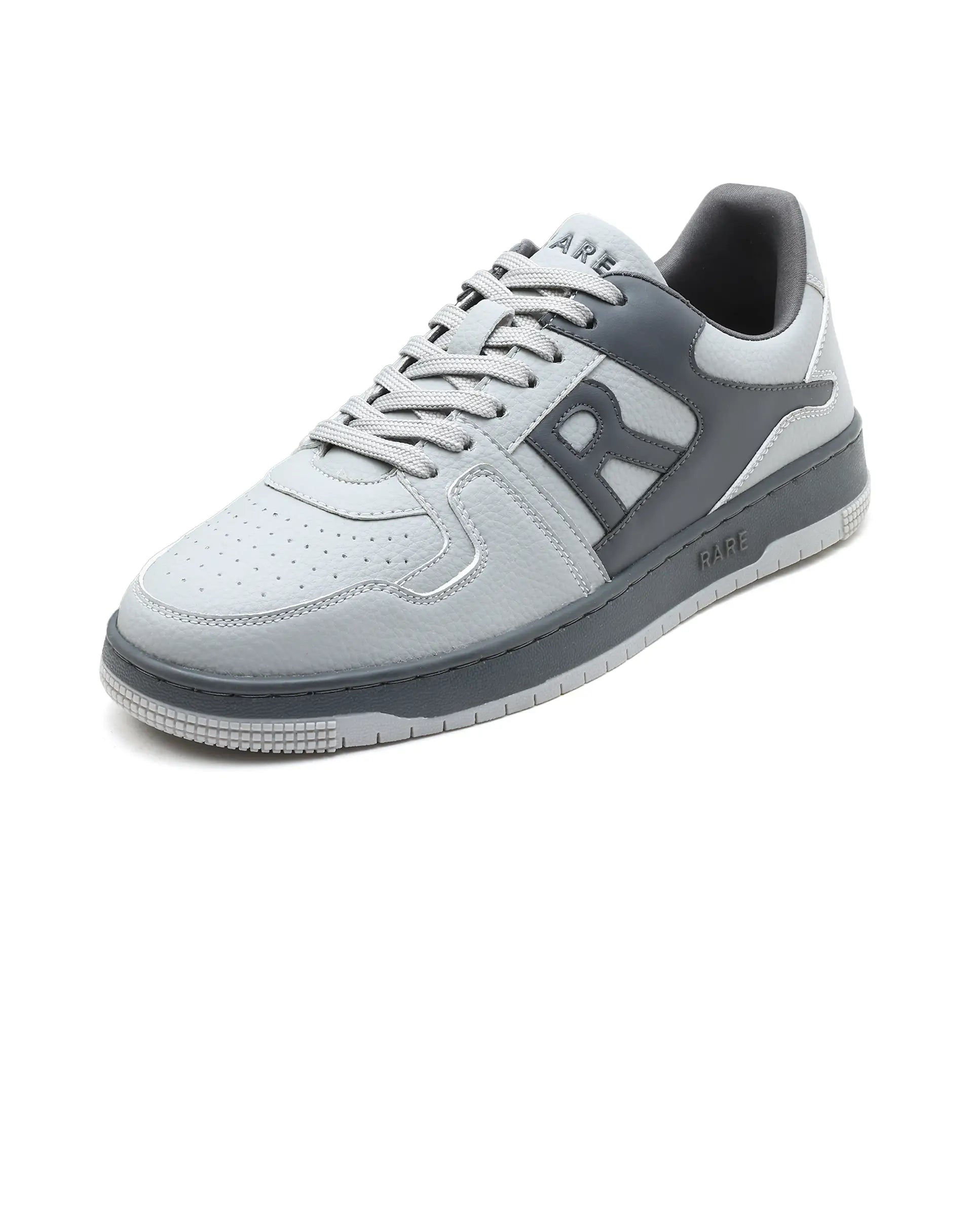 Rare Rabbit Men's Phantom Grey Micro Fiber Navy Causal Sneaker