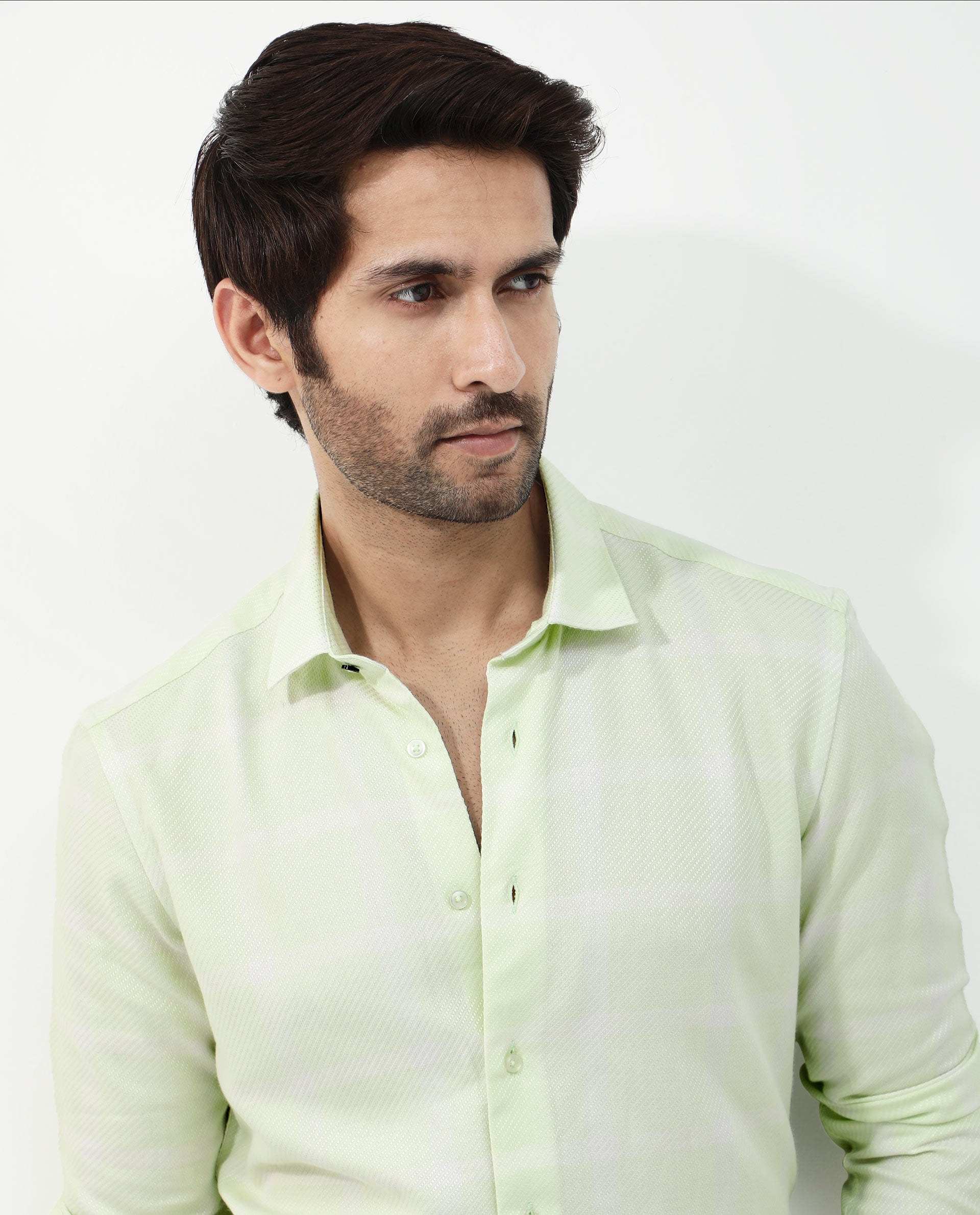 Rare Rabbit Mens Pierce Light Green Full Sleeve Cotton Checks Shirt