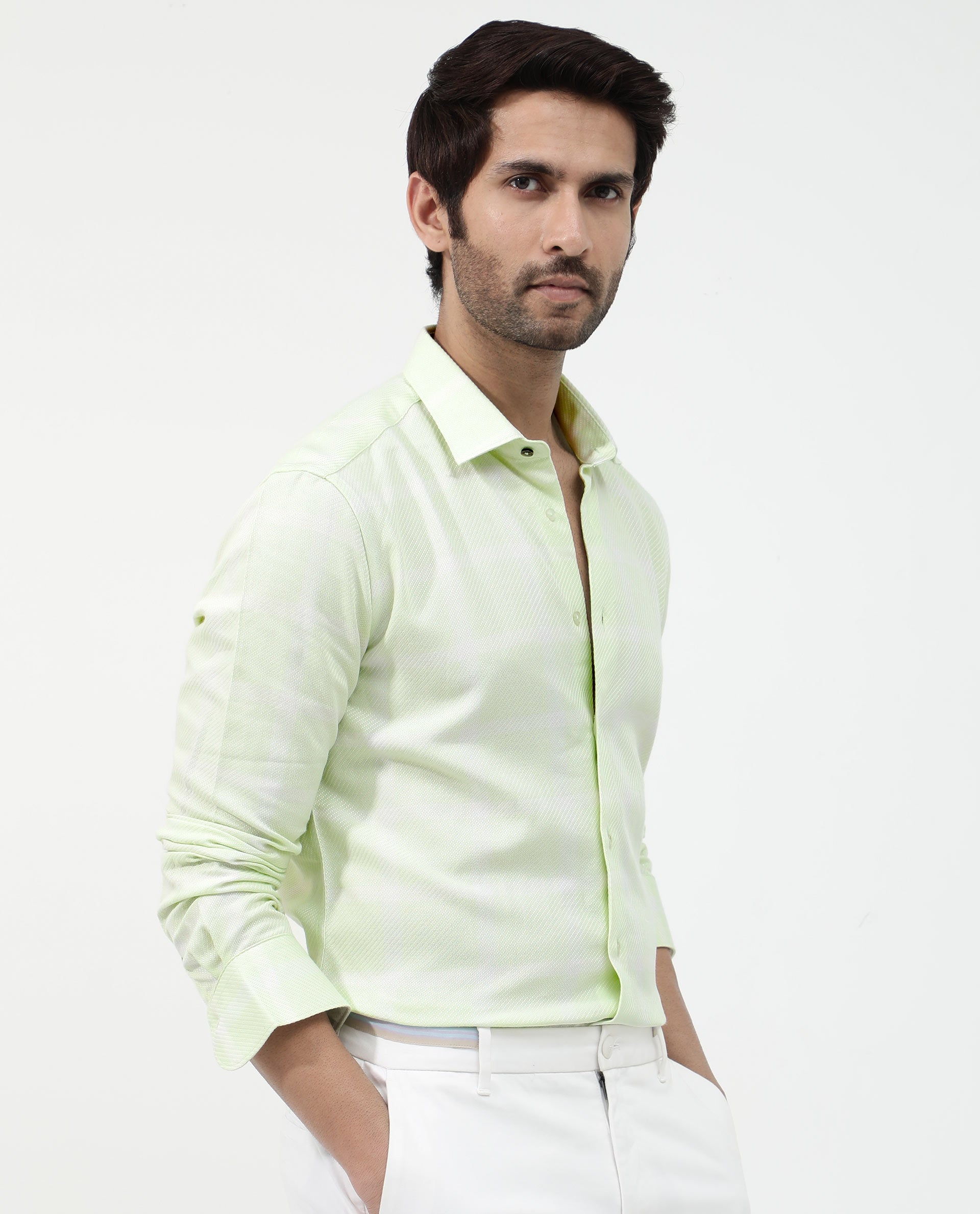 Rare Rabbit Mens Pierce Light Green Full Sleeve Cotton Checks Shirt