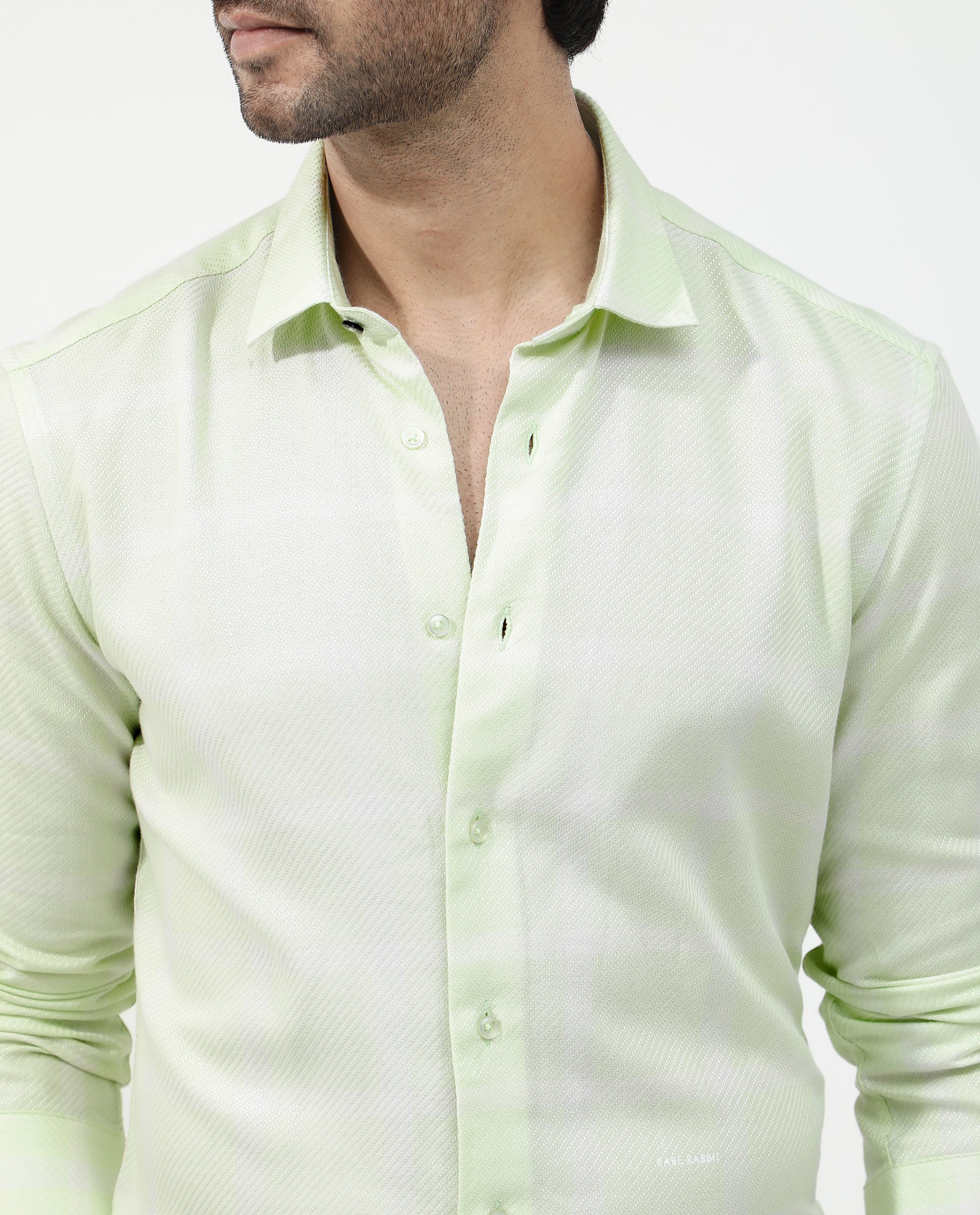 Rare Rabbit Mens Pierce Light Green Full Sleeve Cotton Checks Shirt