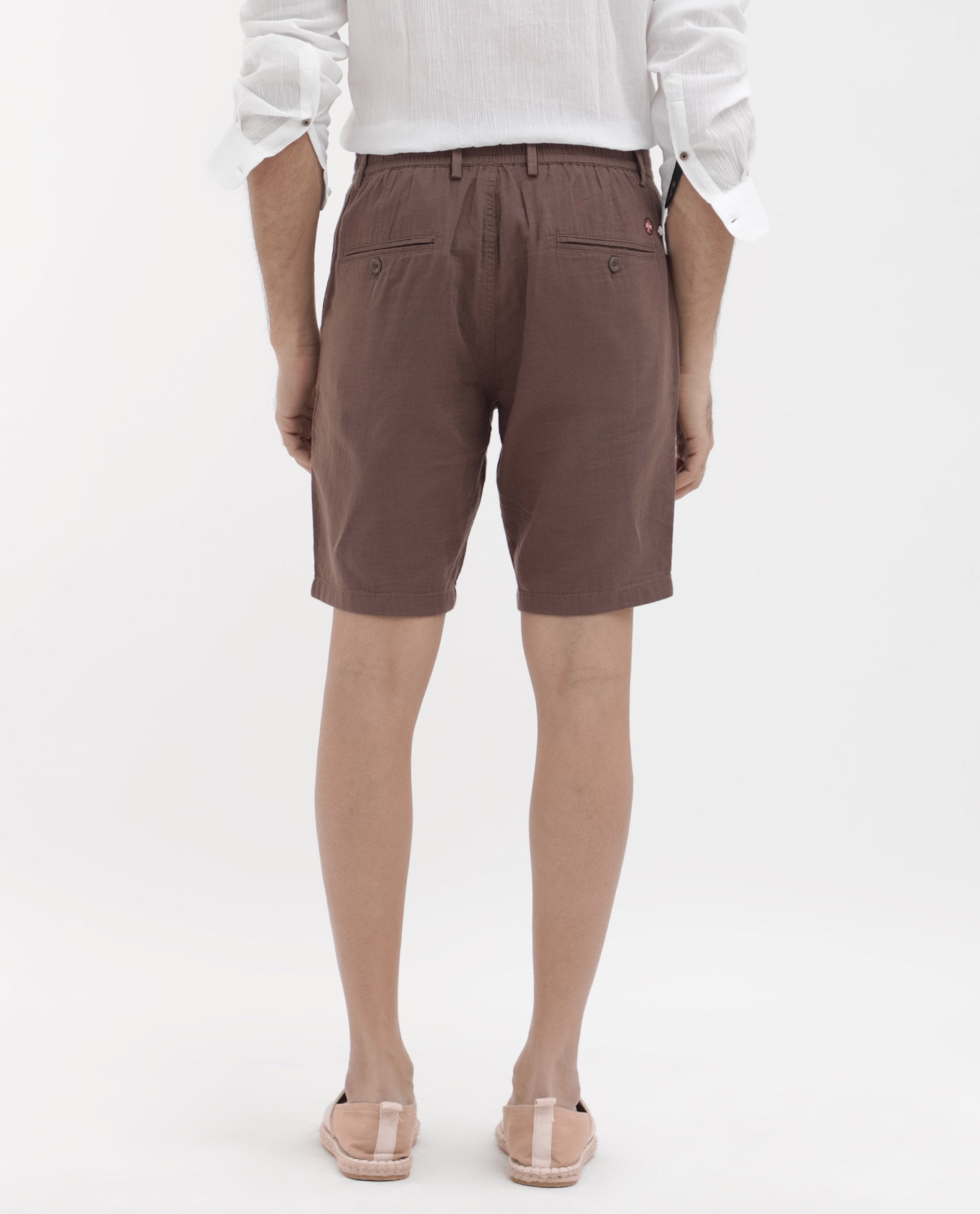 Rare Rabbit Men's Pinto Brown Cotton Fabric Knee Length Solid Shorts