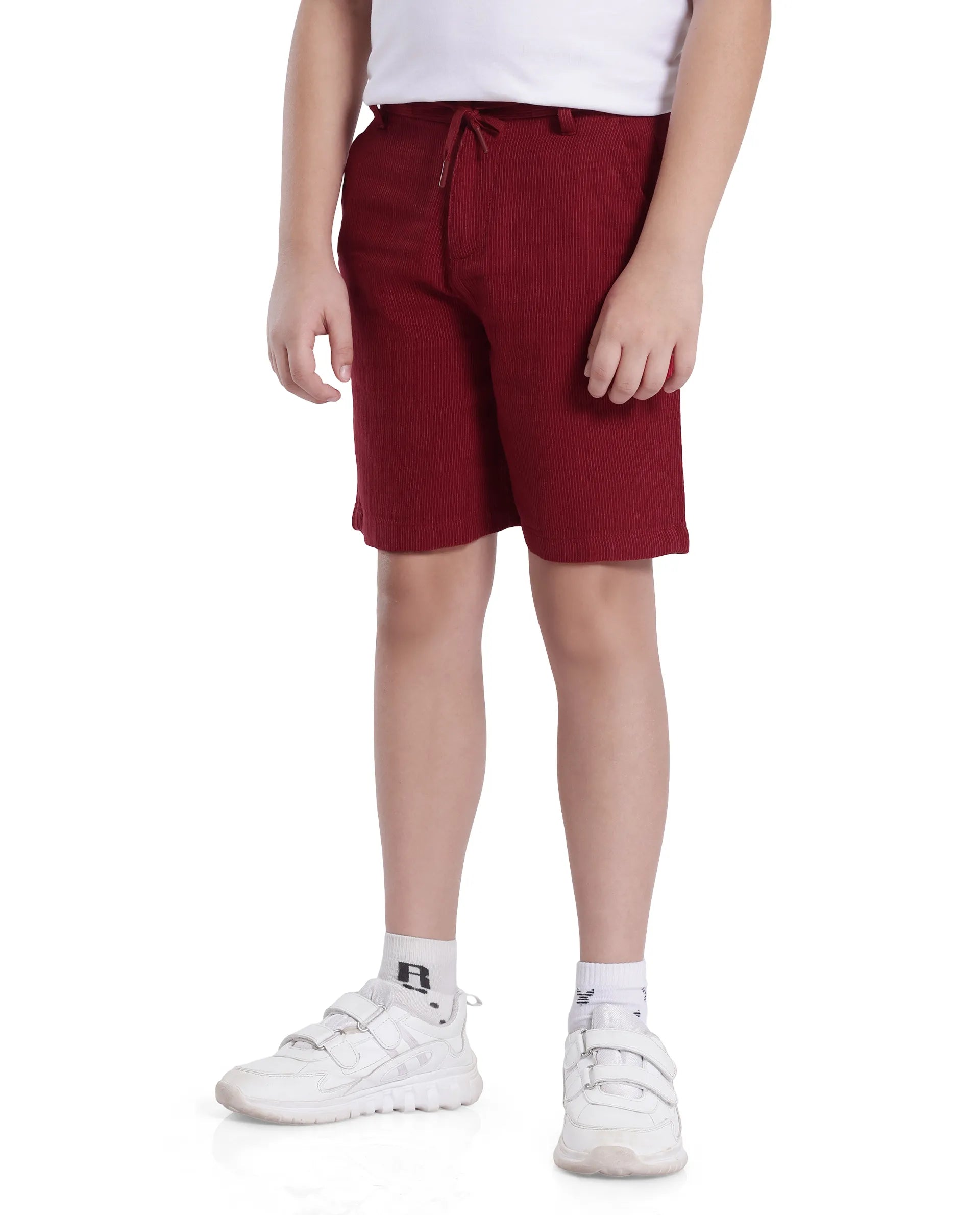 Rare Ones Kids Pinto-K Red Cotton Solid Drawstring Closure Regular Fit Shorts
