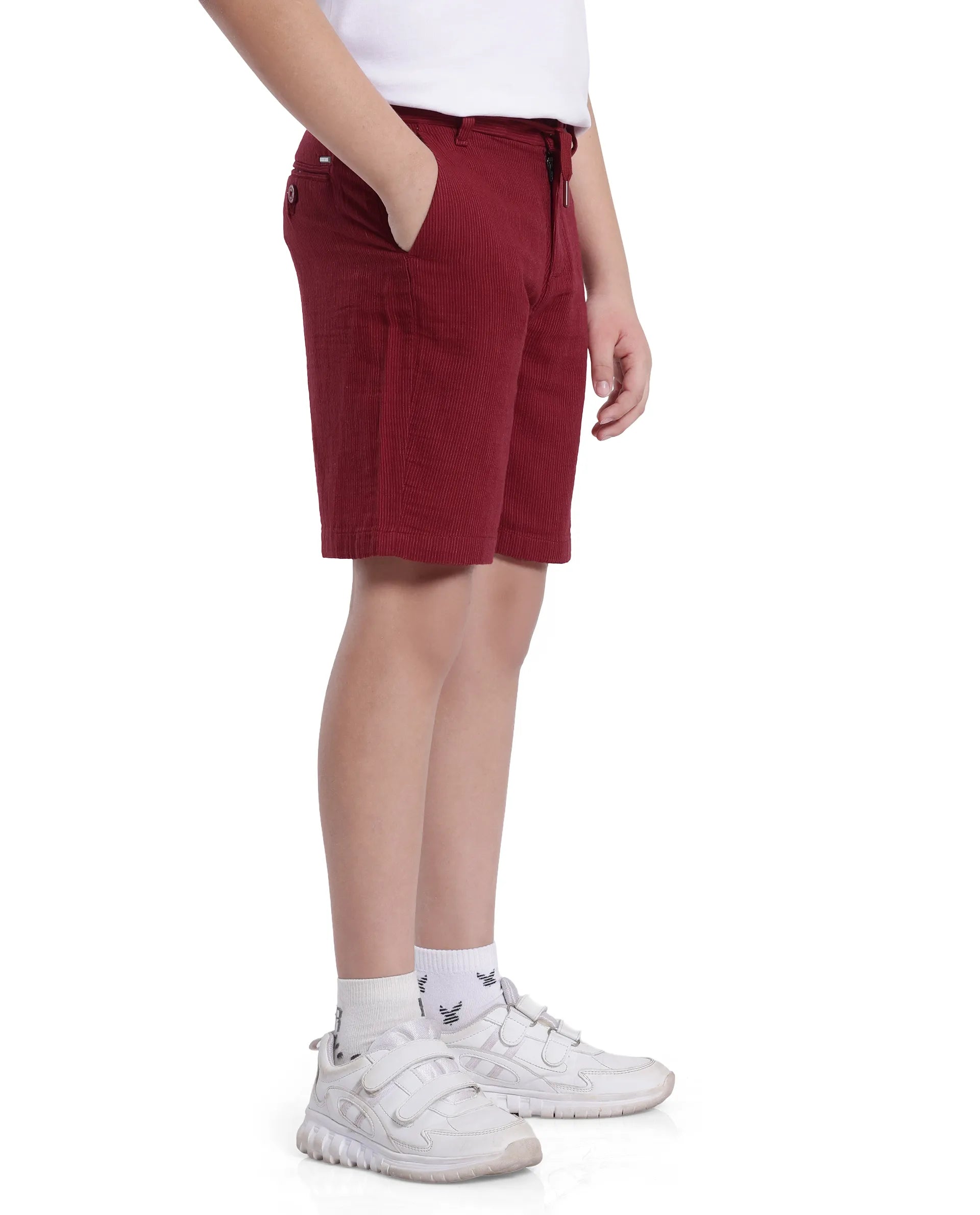 Rare Ones Kids Pinto-K Red Cotton Solid Drawstring Closure Regular Fit Shorts