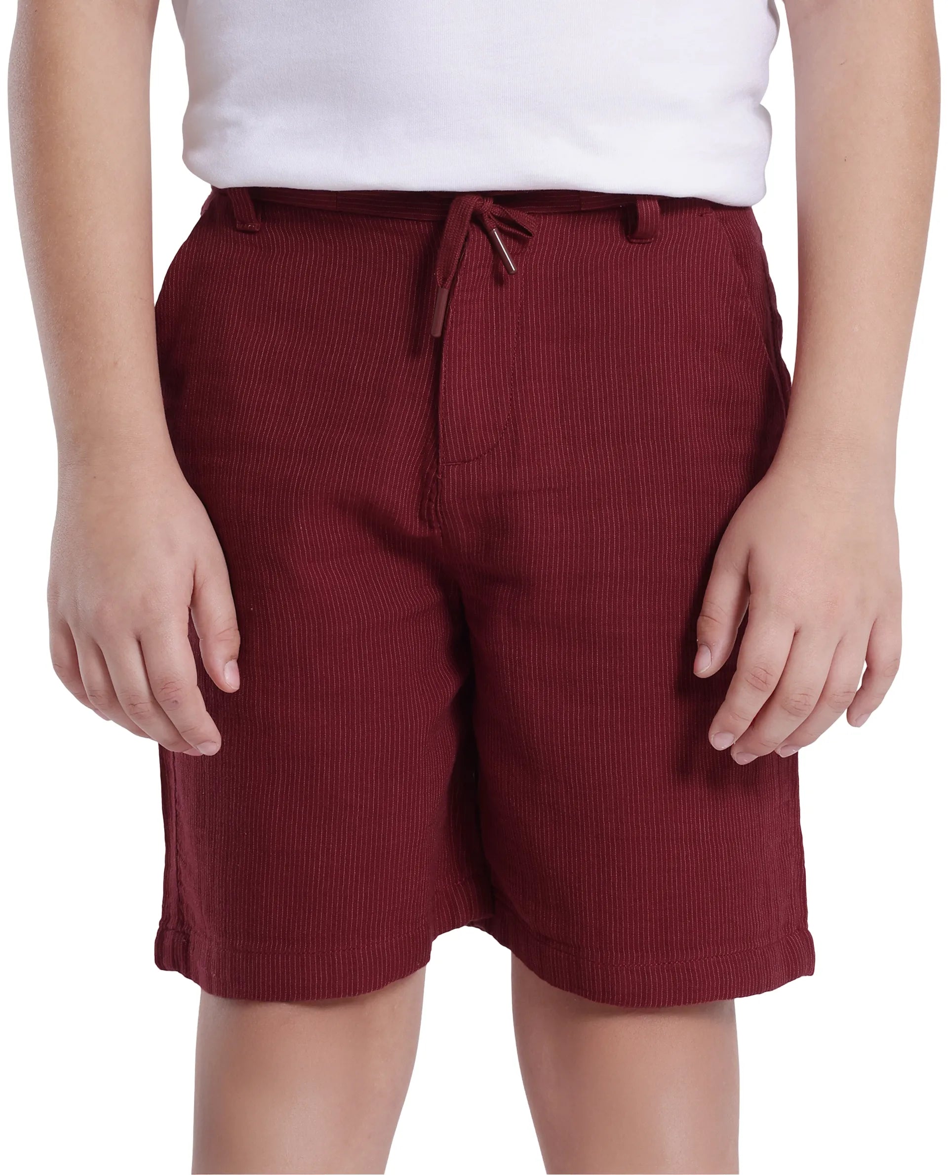 Rare Ones Kids Pinto-K Red Cotton Solid Drawstring Closure Regular Fit Shorts