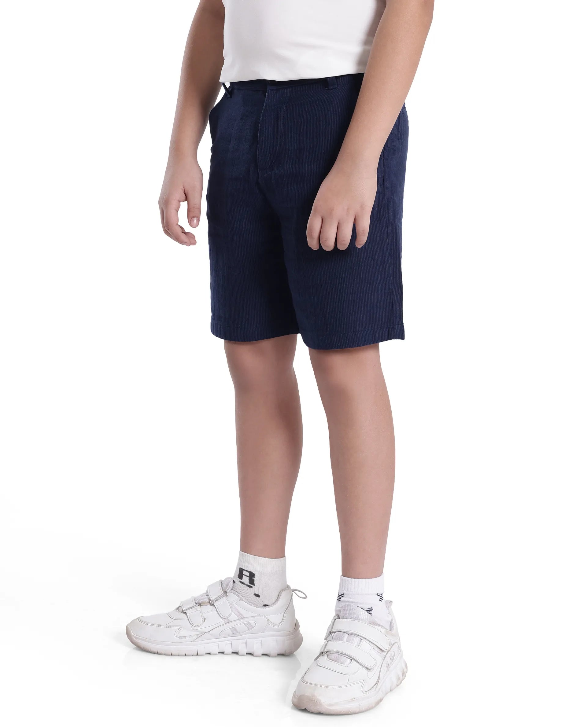 Rare Ones Kids Pinto-K Navy Cotton Solid Drawstring Closure Regular Fit Shorts