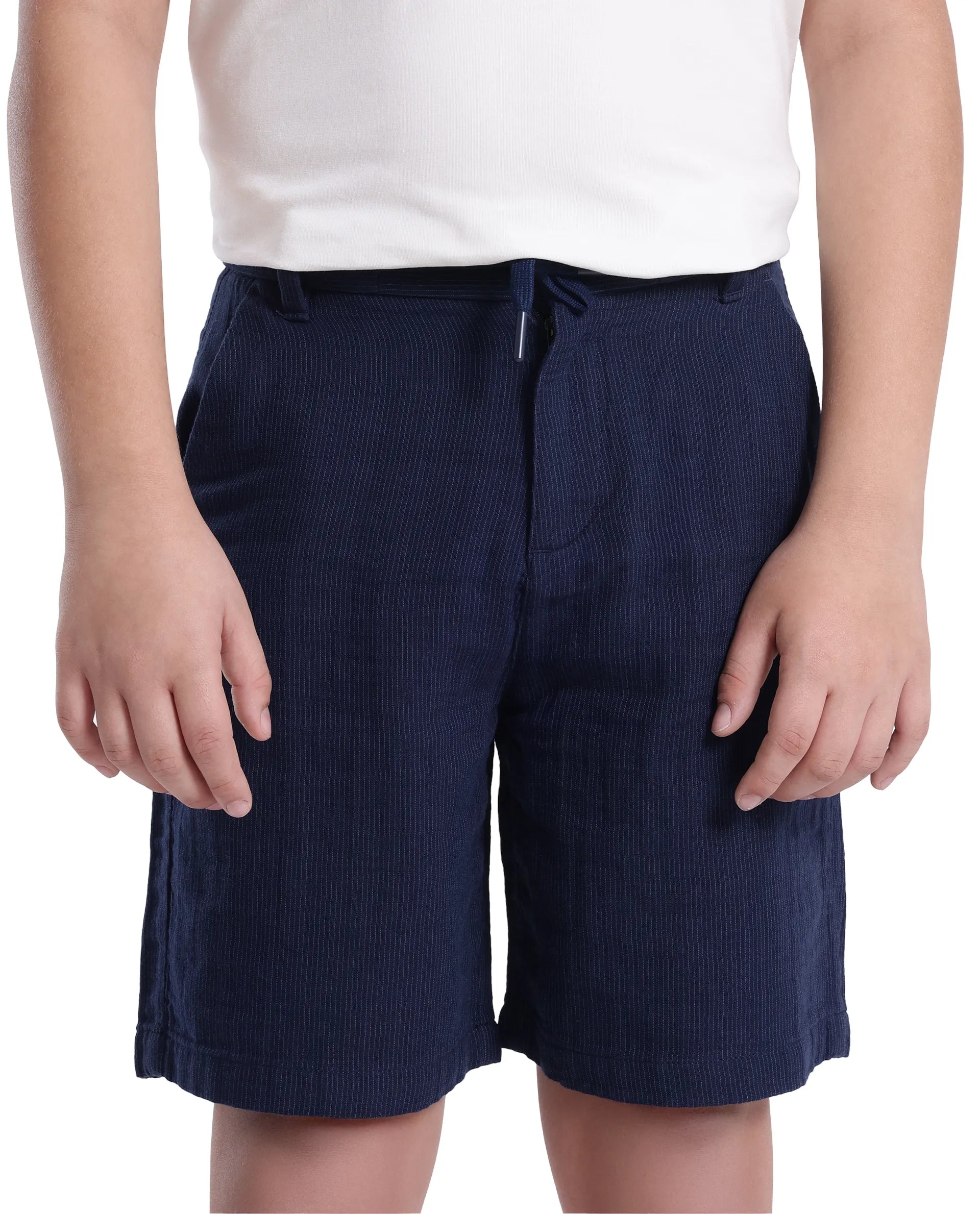 Rare Ones Kids Pinto-K Navy Cotton Solid Drawstring Closure Regular Fit Shorts