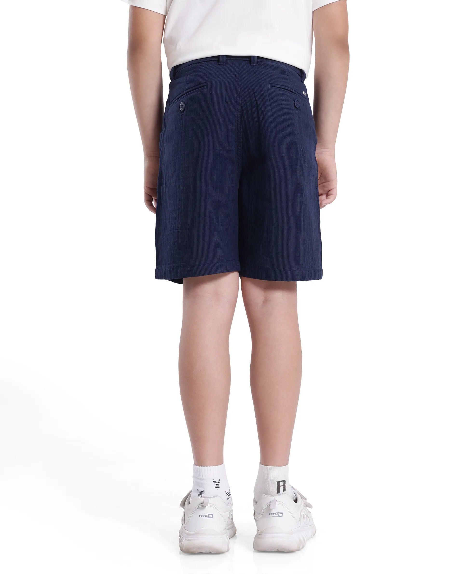 Rare Ones Kids Pinto-K Navy Cotton Solid Drawstring Closure Regular Fit Shorts