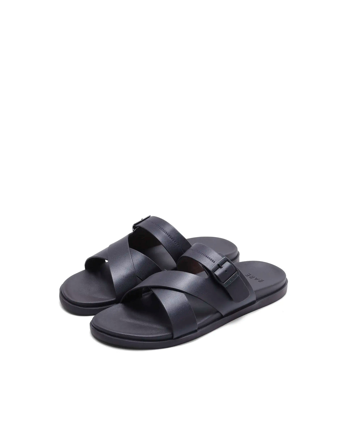 Rarez Men's Pluxi Dark Prune Leather Regular Sandal