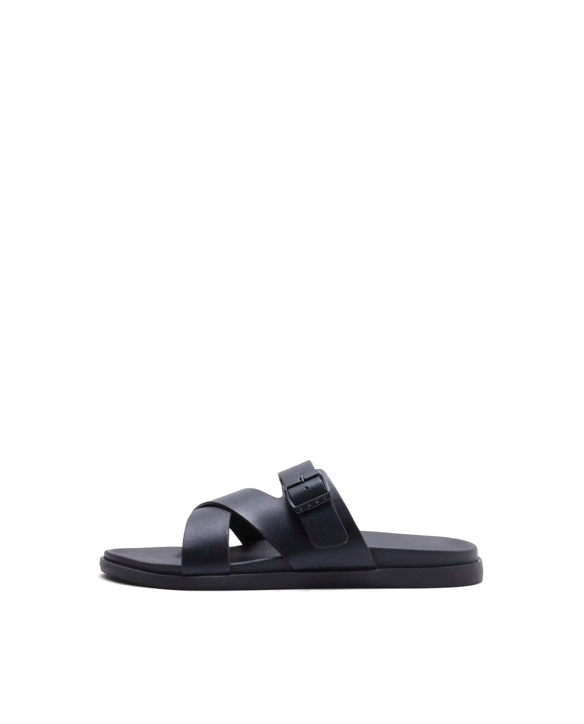 Rarez Men's Pluxi Dark Prune Leather Regular Sandal