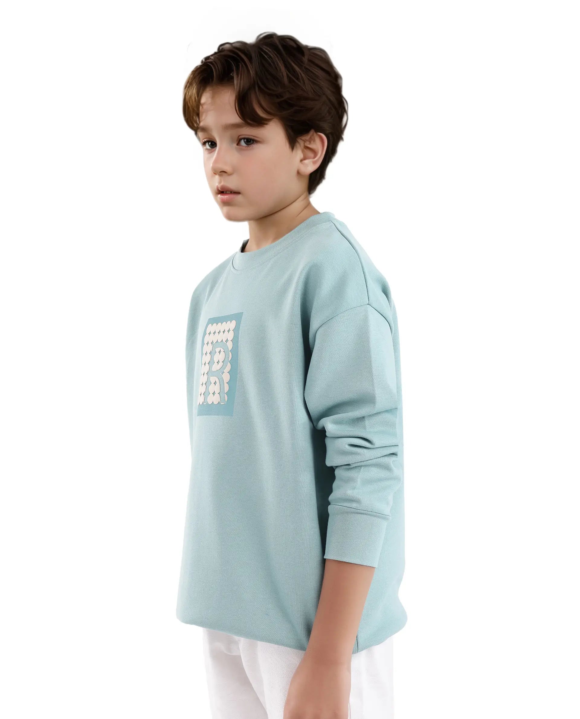 Rare Ones Kids Poks Pastel Turq Cotton Full Sleeve HD Print And Discharge Print Sweatshirt