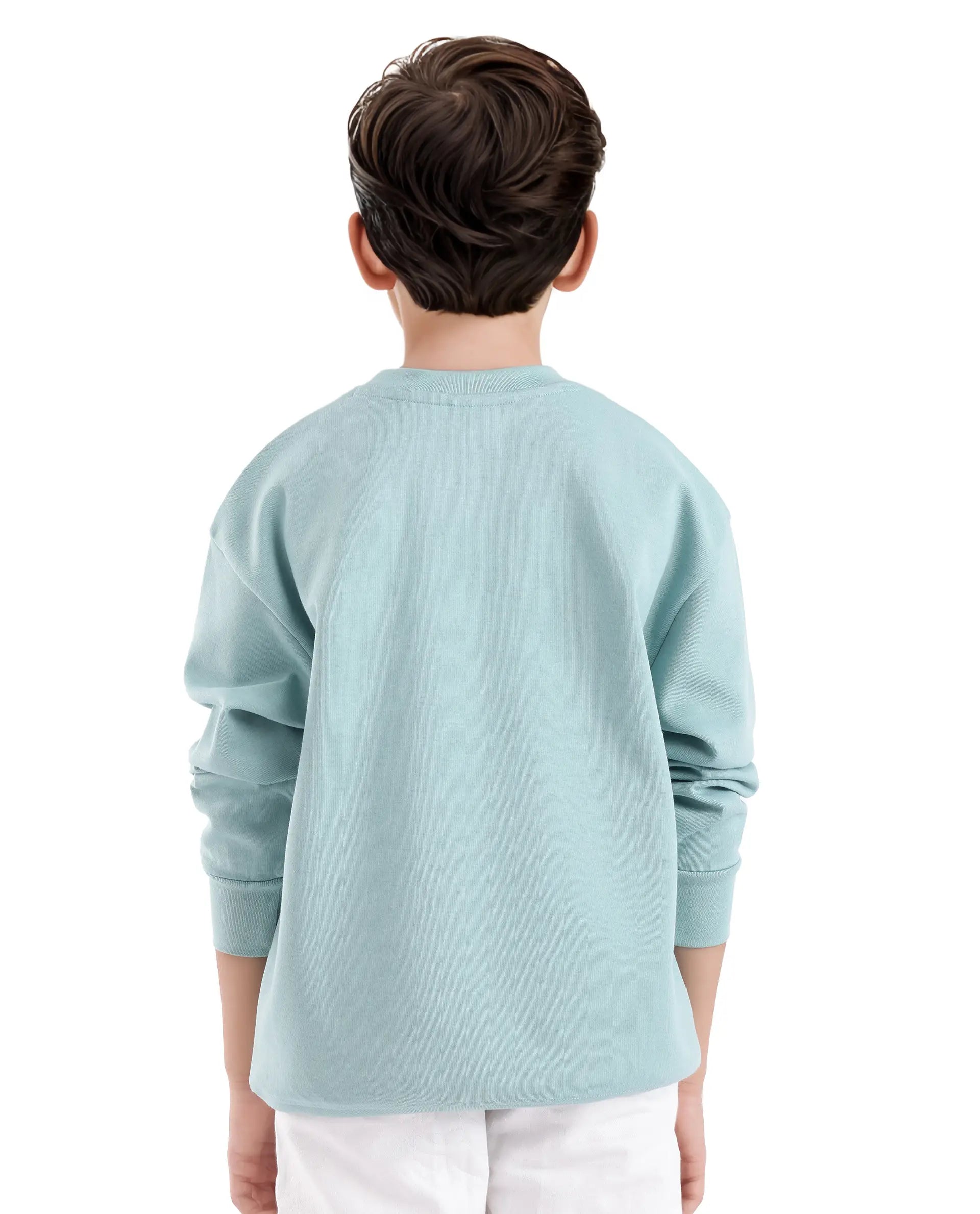 Rare Ones Kids Poks Pastel Turq Cotton Full Sleeve HD Print And Discharge Print Sweatshirt