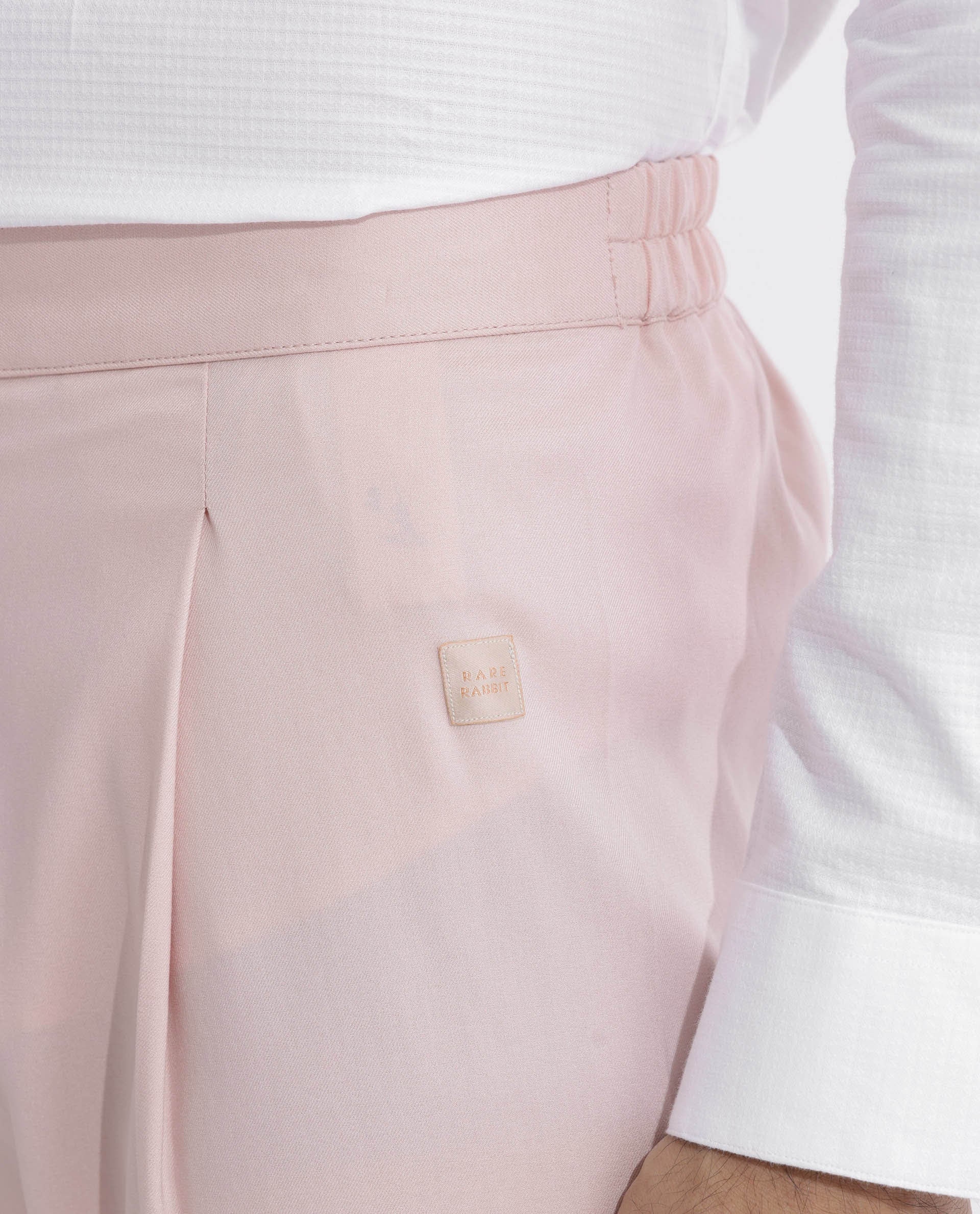 Rare Rabbit Mens Polin Pink Viscose Fabric Mid Rise Regular Fit Solid Pajama