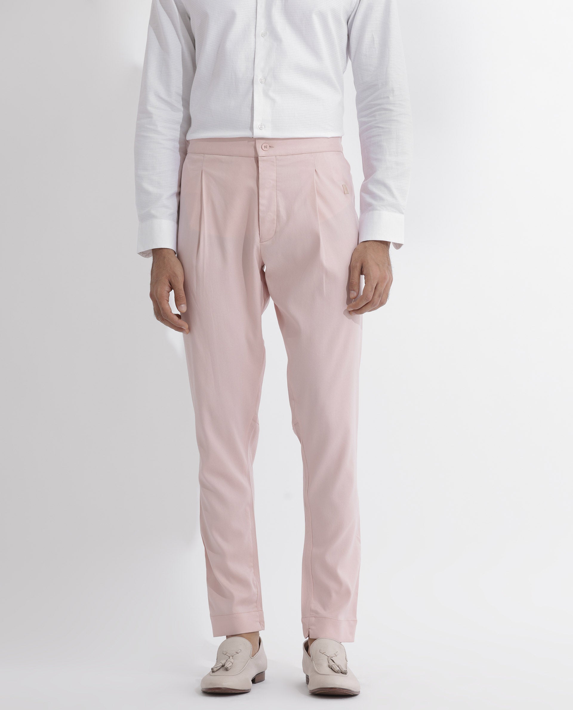 Rare Rabbit Mens Polin Pink Viscose Fabric Mid Rise Regular Fit Solid Pajama