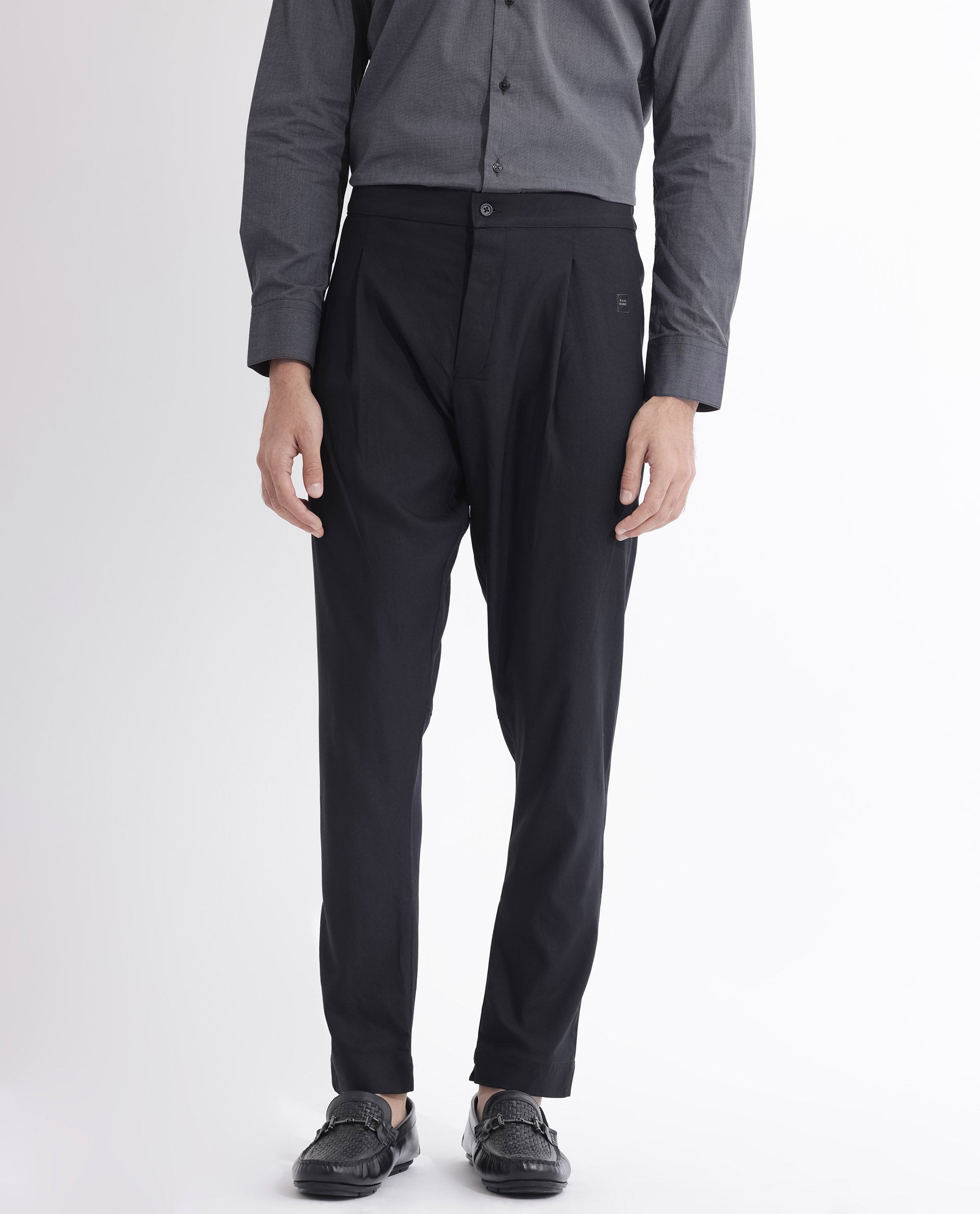 Rare Rabbit Mens Polin Black Viscose Fabric Mid Rise Regular Fit Solid Pajama