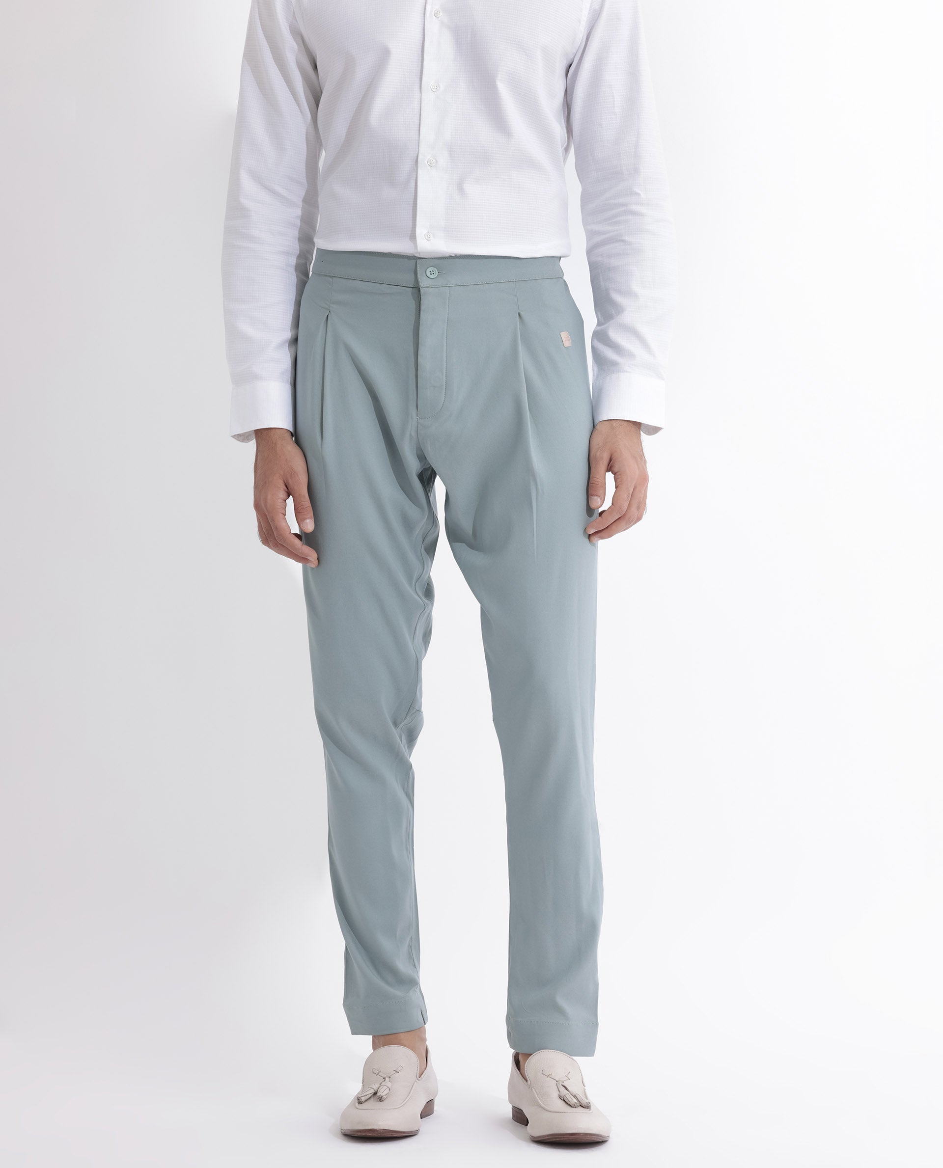 Rare Rabbit Mens Polin Light Blue Viscose Fabric Mid Rise Regular Fit Solid Pajama