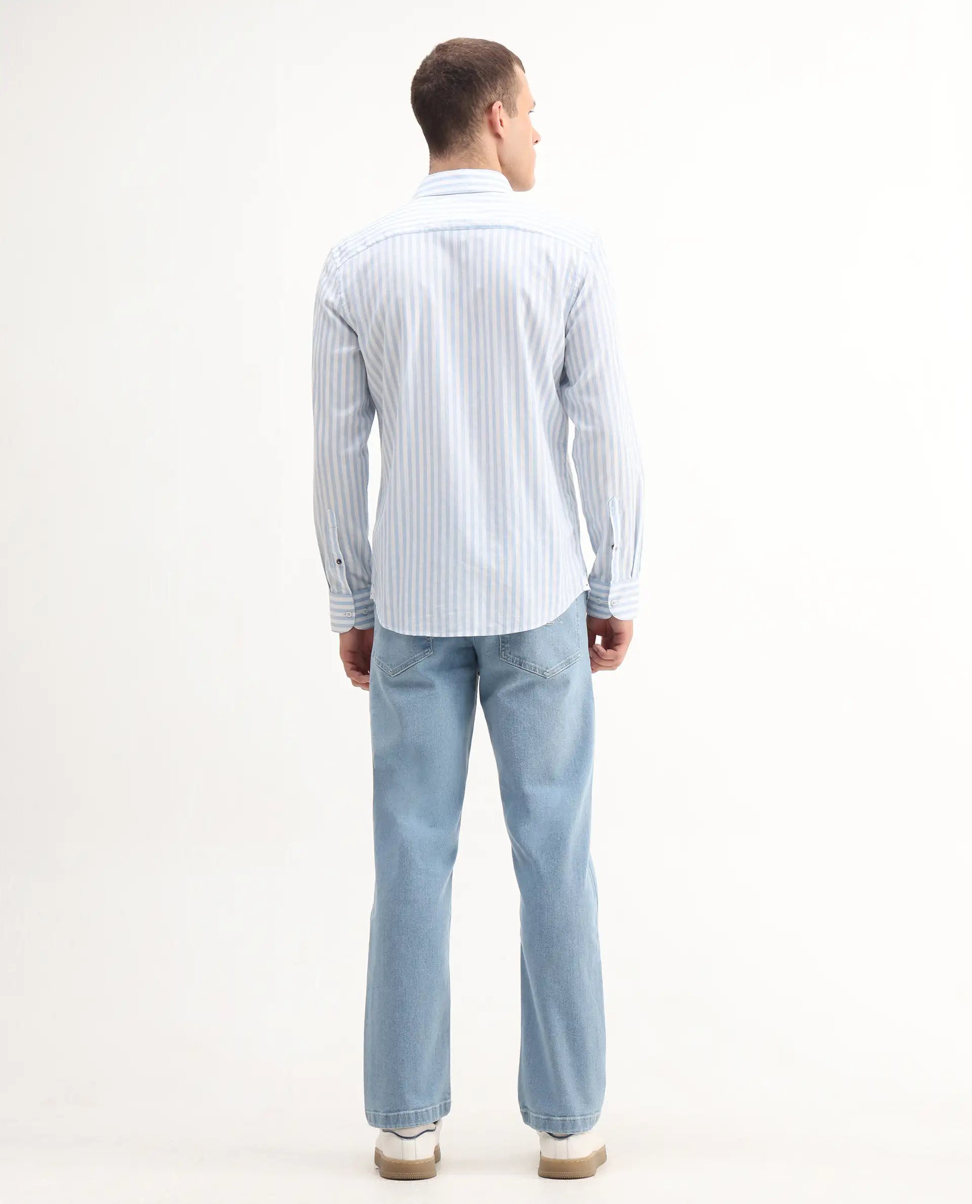 Rare Rabbit Men's Polin Light Blue Cotton Plain Morris Regular Fit Jeans