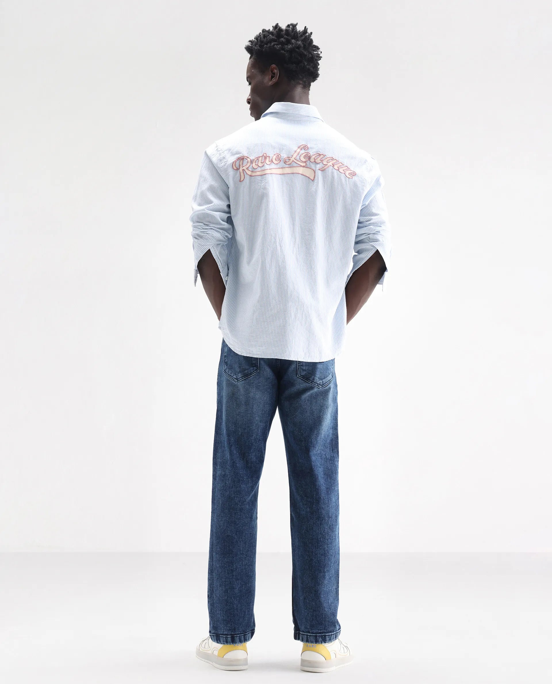 Rare Rabbit Men's Polin Dusky Blue Cotton Plain Morris Regular Fit Jeans