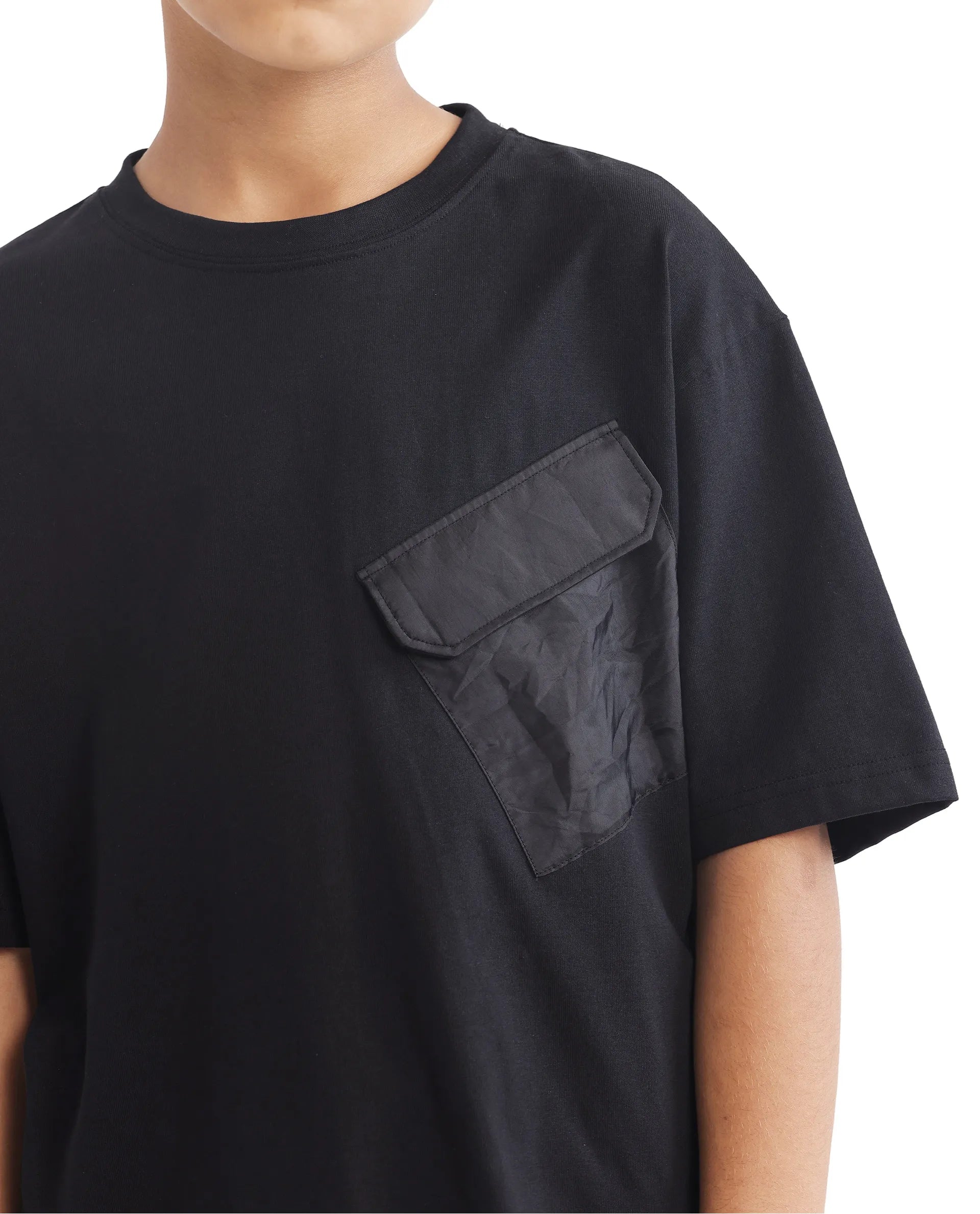 Rare Ones Kids Portz Black Cotton Short Sleeve Crew Neck Boxy Printed T-Shirt