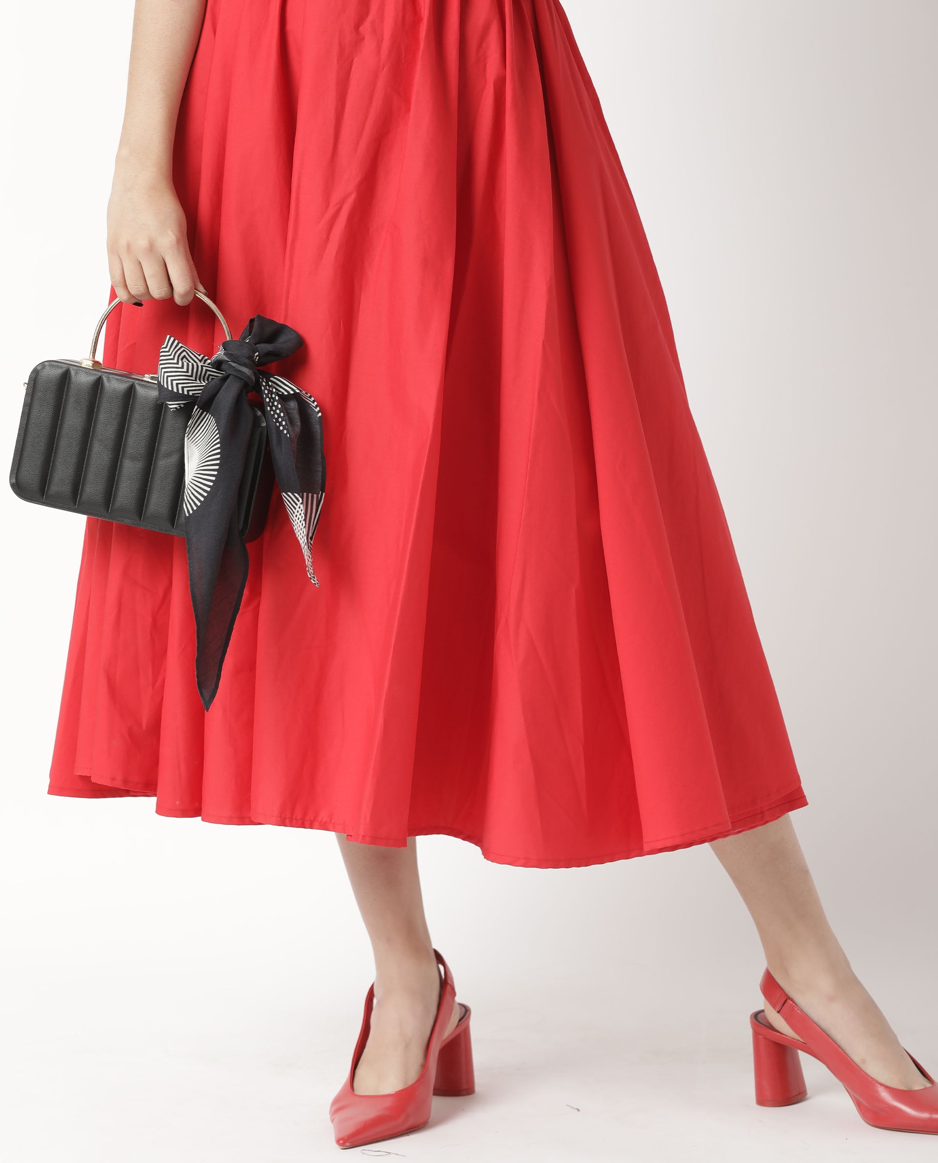 Rareism Women Poster Black Scarf Cotton Silk Fabric