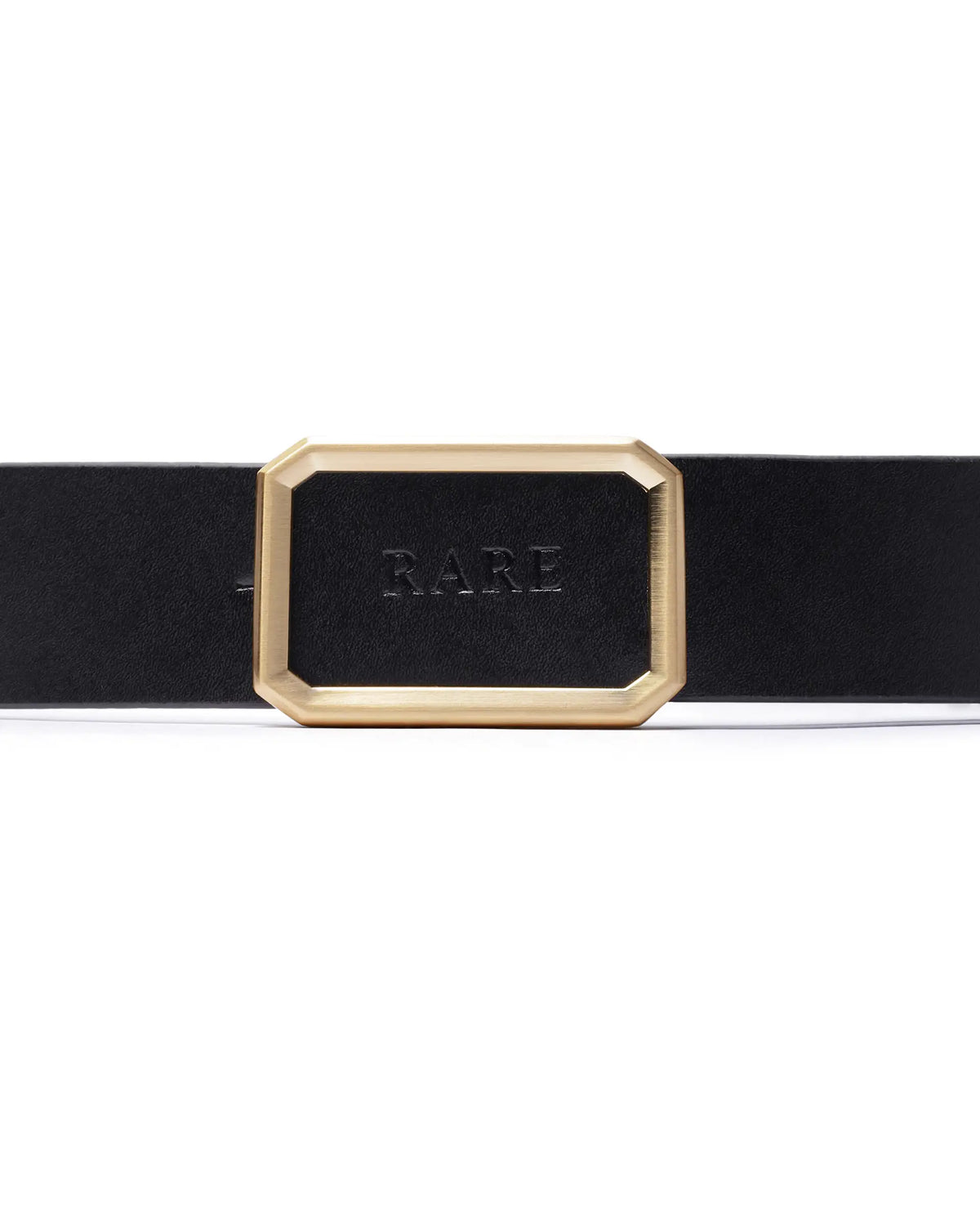 Rare Rabbit Men Poze Black Gold Leather Belt