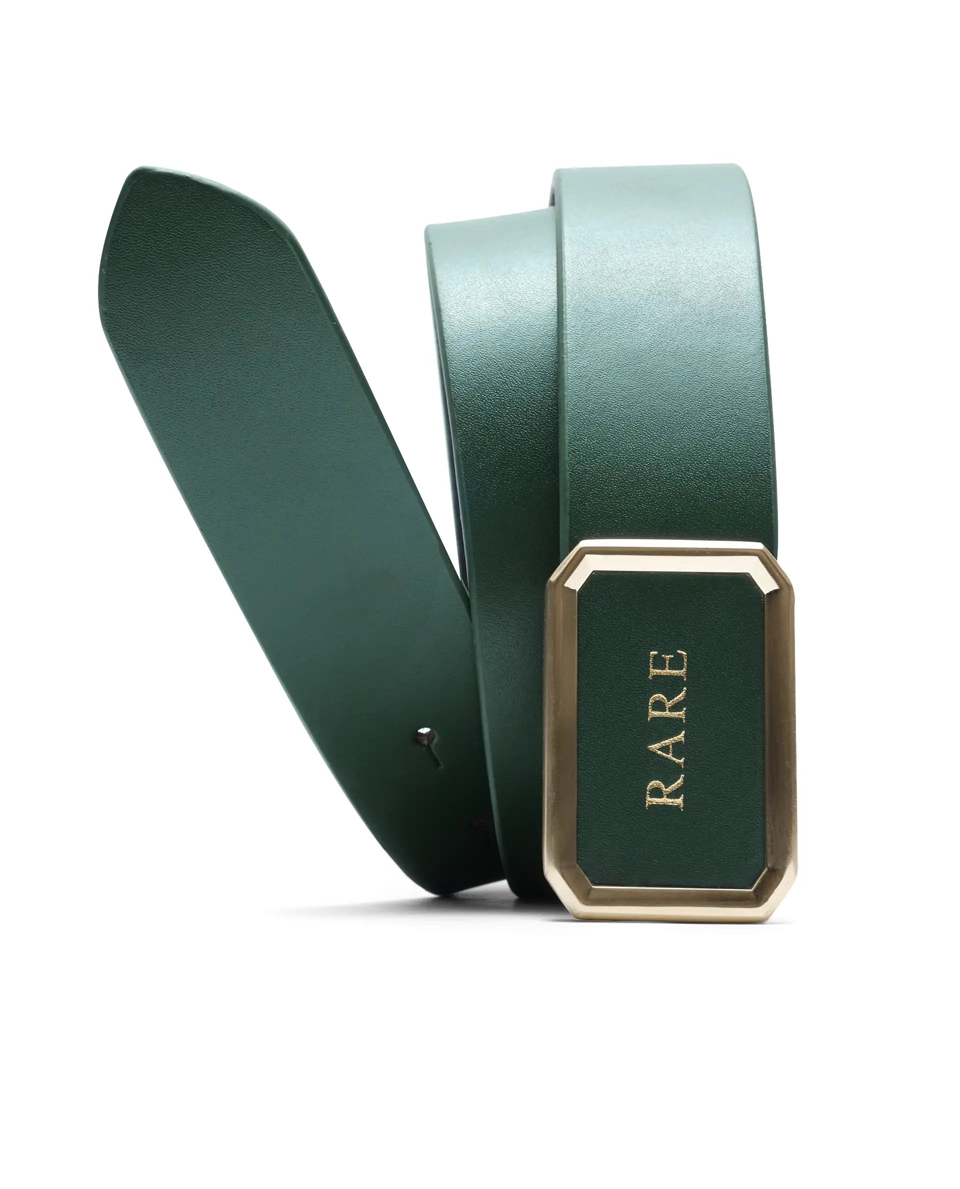 Rare Rabbit Men Poze Emrald Green Leather Belt
