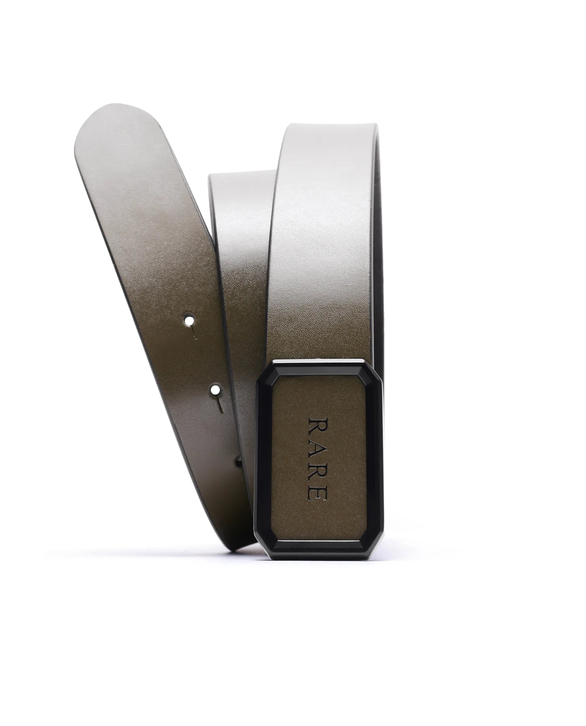 Rare Rabbit Men's Poze Olive Genuine Leather Plain Belt