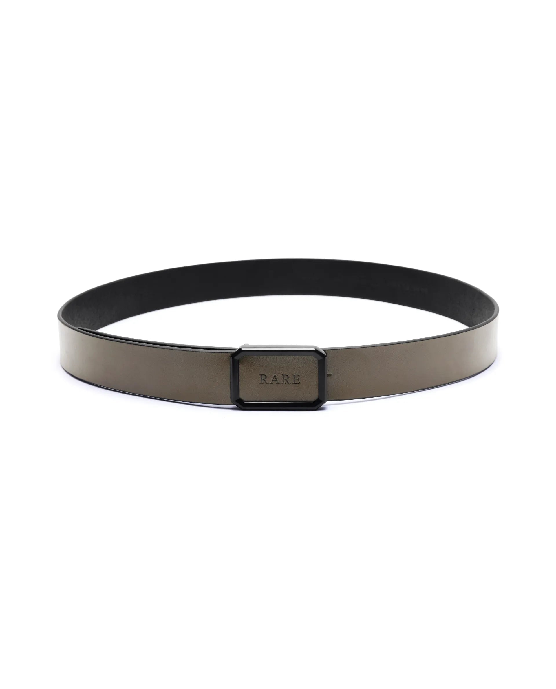 Rare Rabbit Men's Poze Olive Genuine Leather Plain Belt