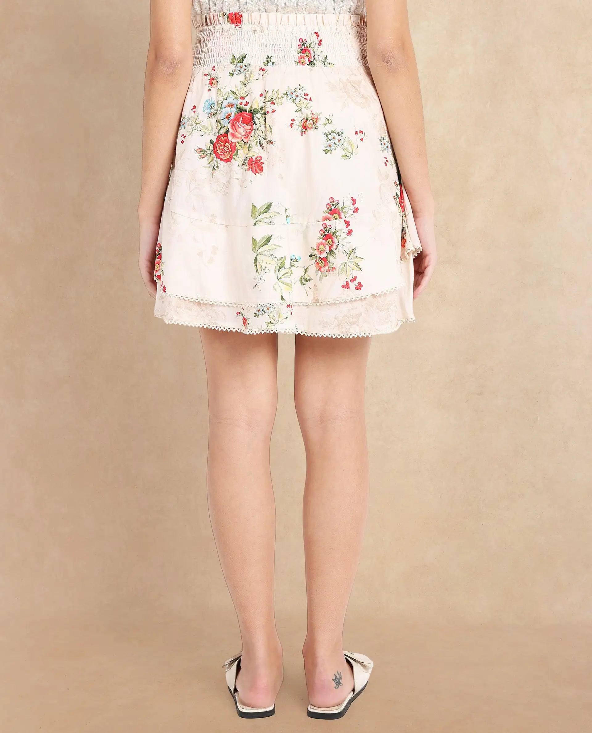 Rareism Women Prato Multi Relaxed Fit Mini Floral Print Skirt