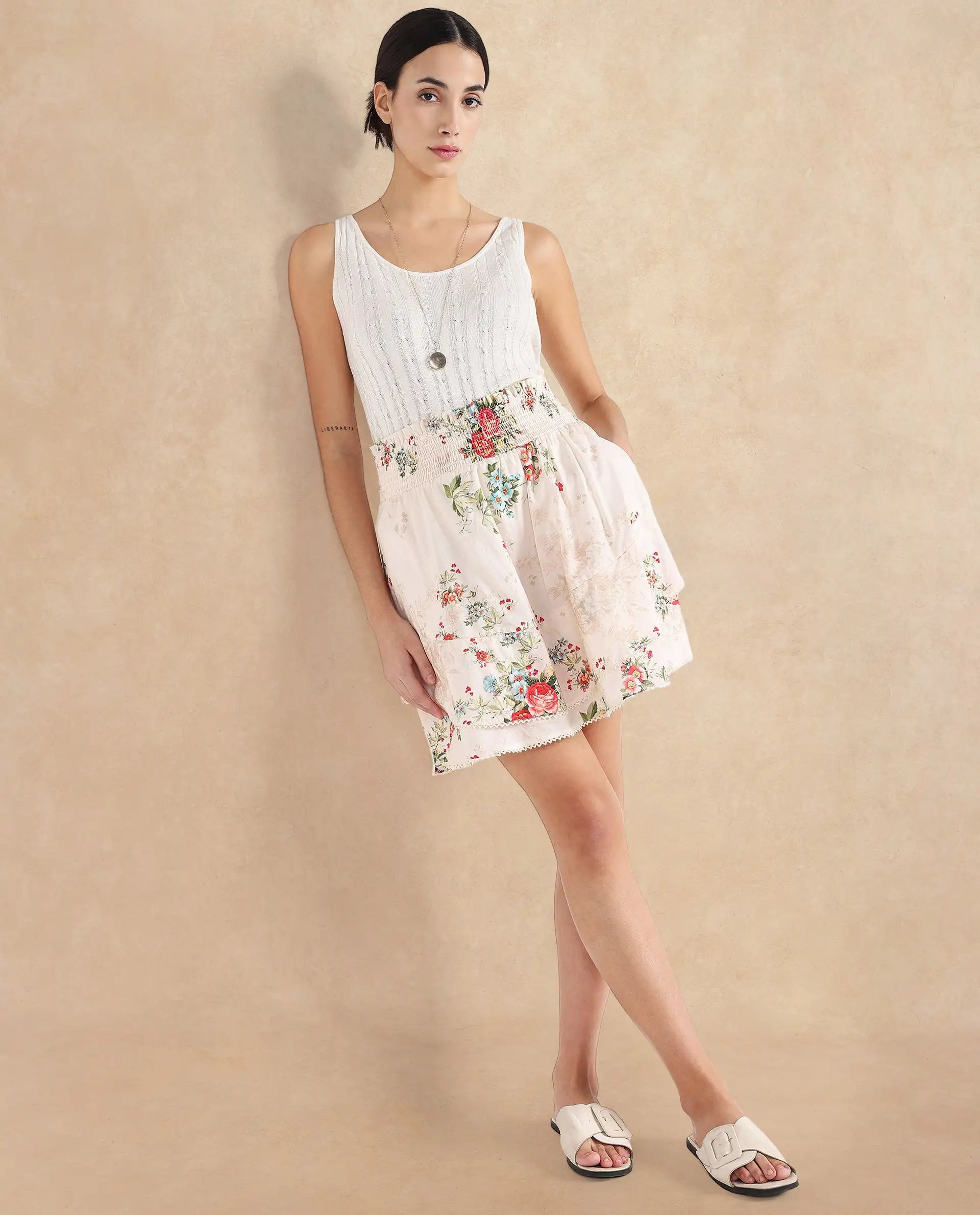 Rareism Women Prato Multi Relaxed Fit Mini Floral Print Skirt