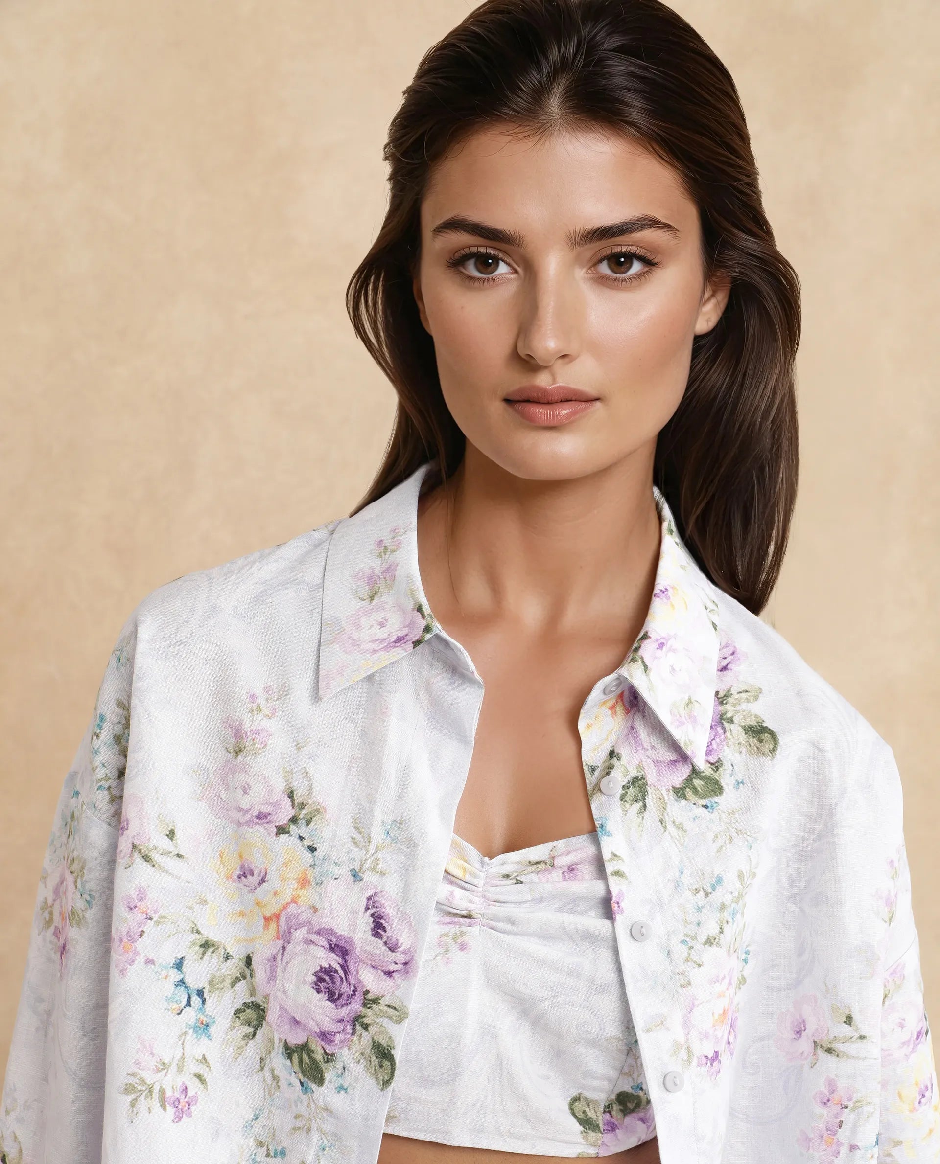 Rareism Women Preguy Multi Cotton Fabric Full Sleeve Collared Neck Button Closure Regular Floral Print Shirt