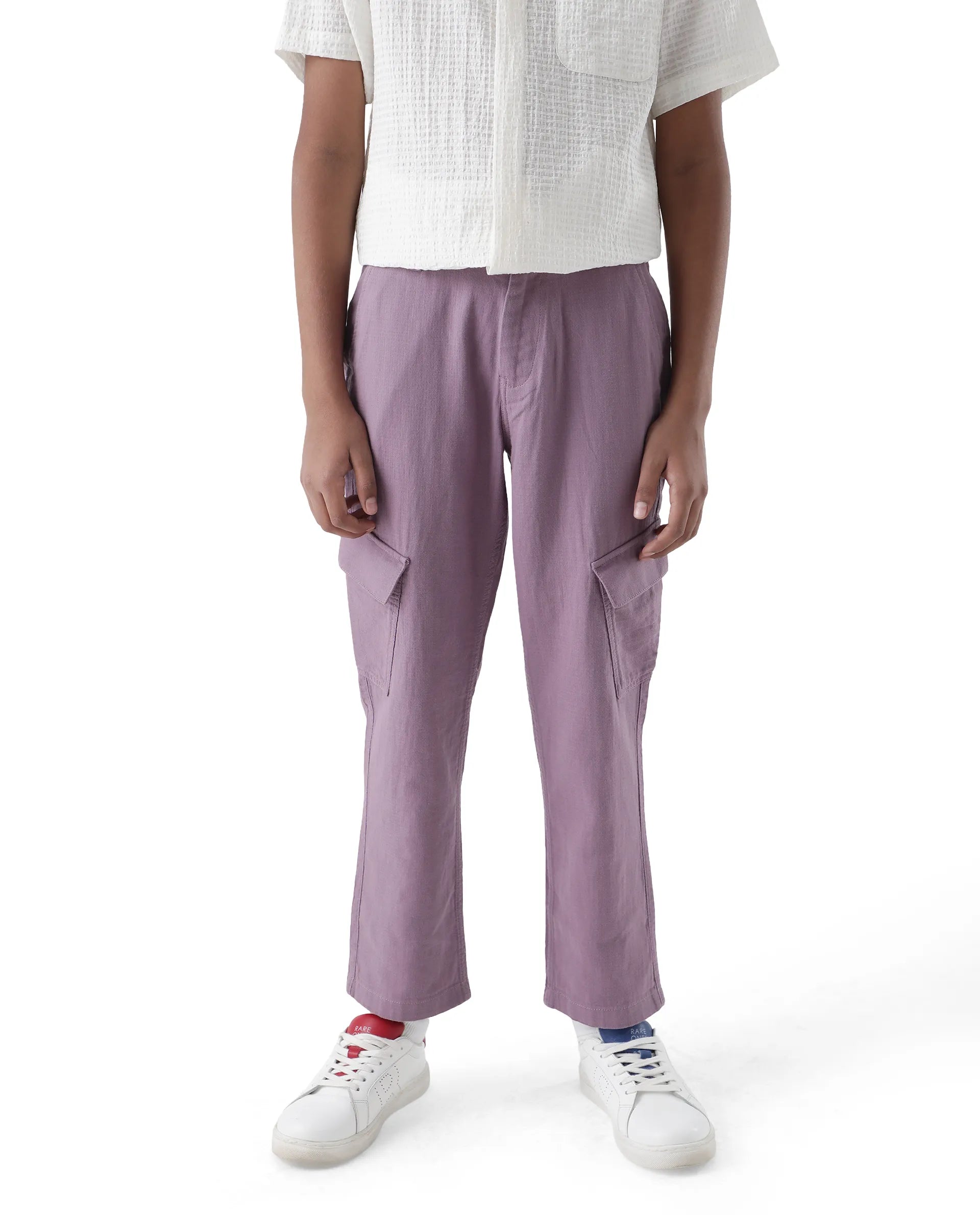 Rare Ones Kids Presso-K Dusky Pink Cotton Button & Zip Closure Regular Fit Casual Trouser