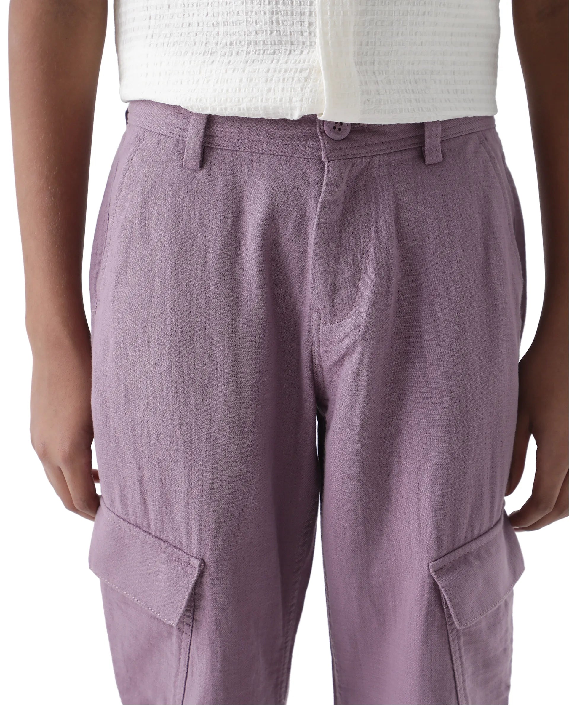 Rare Ones Kids Presso-K Dusky Pink Cotton Button & Zip Closure Regular Fit Casual Trouser