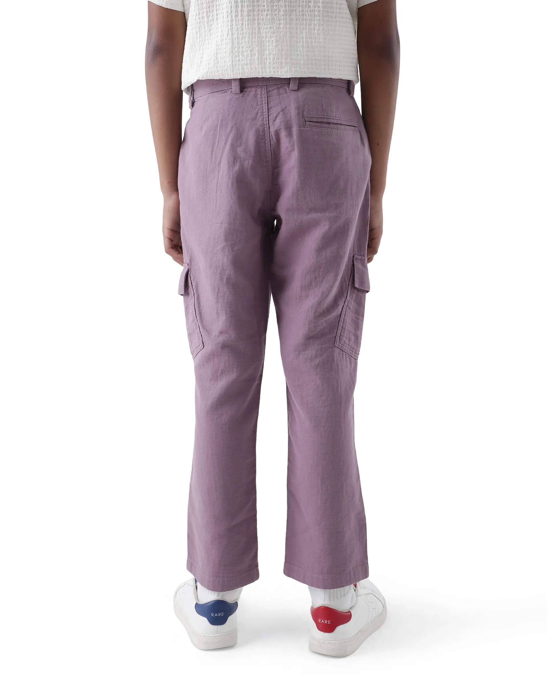 Rare Ones Kids Presso-K Dusky Pink Cotton Button & Zip Closure Regular Fit Casual Trouser