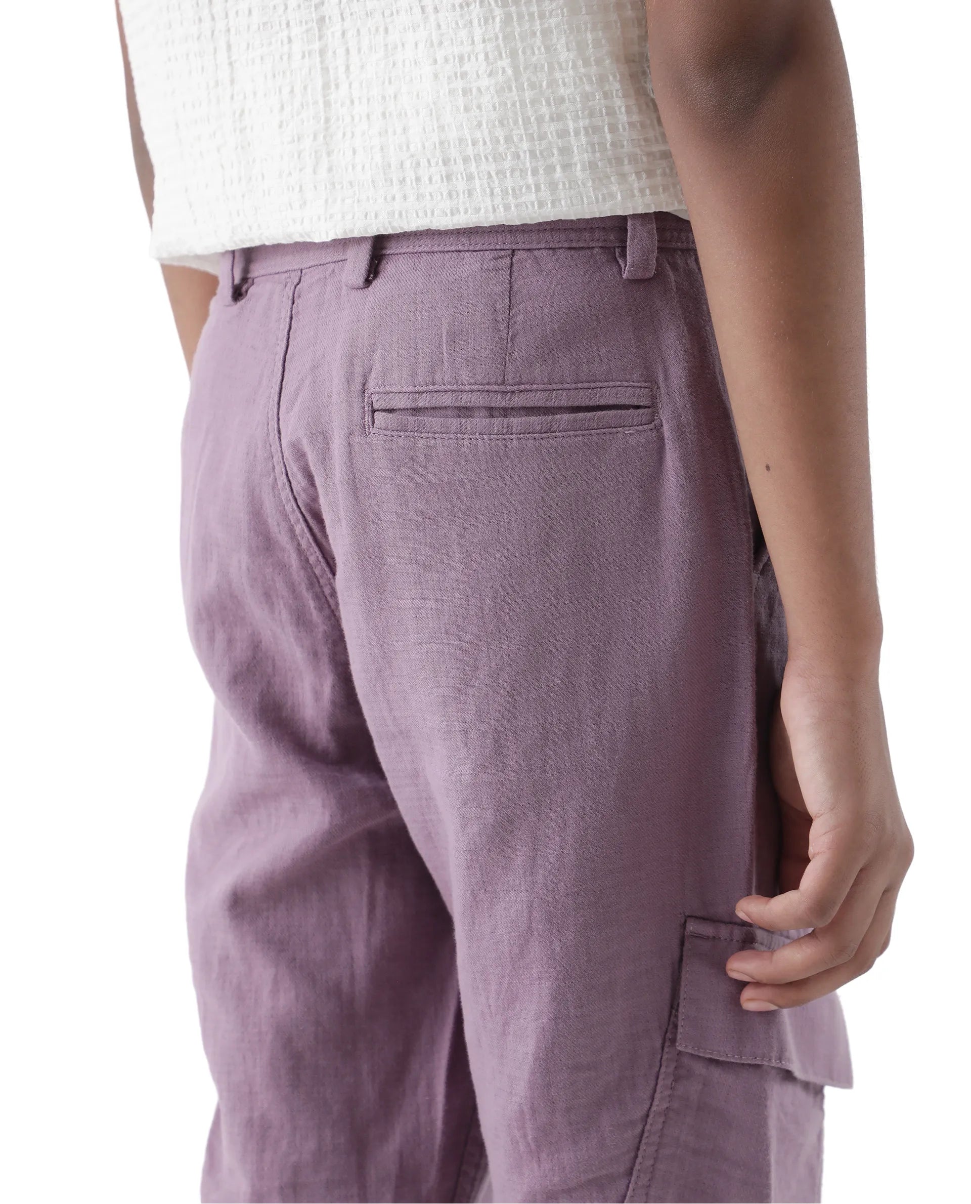 Rare Ones Kids Presso-K Dusky Pink Cotton Button & Zip Closure Regular Fit Casual Trouser