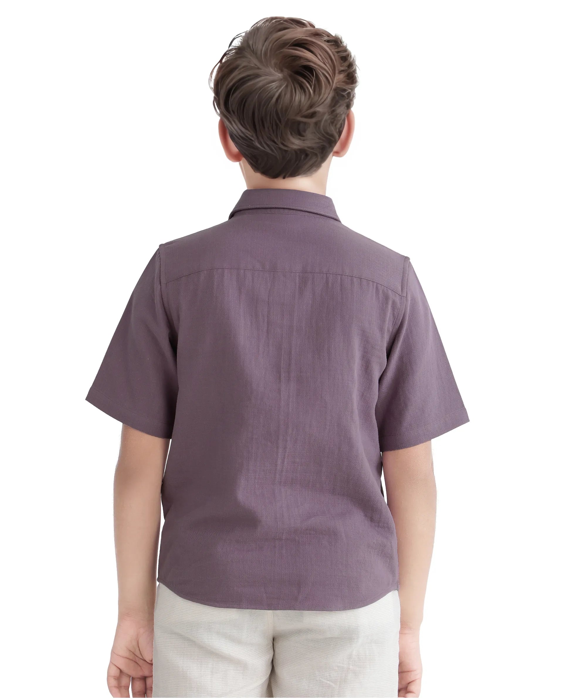 Rare Ones Kids Prest-K Dusky Pink Cotton Short Sleeve Plain Regular Shirt