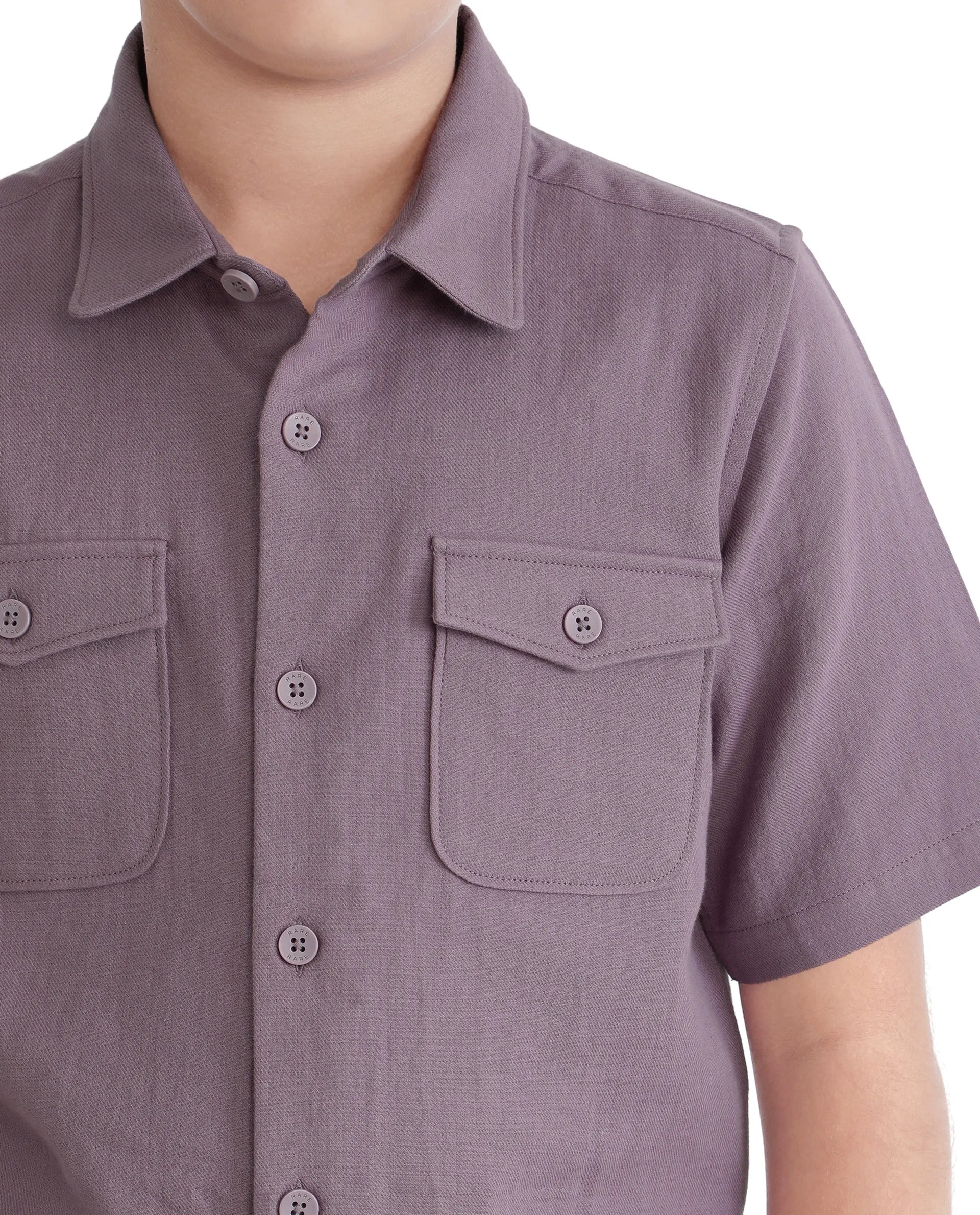 Rare Ones Kids Prest-K Dusky Pink Cotton Short Sleeve Plain Regular Shirt