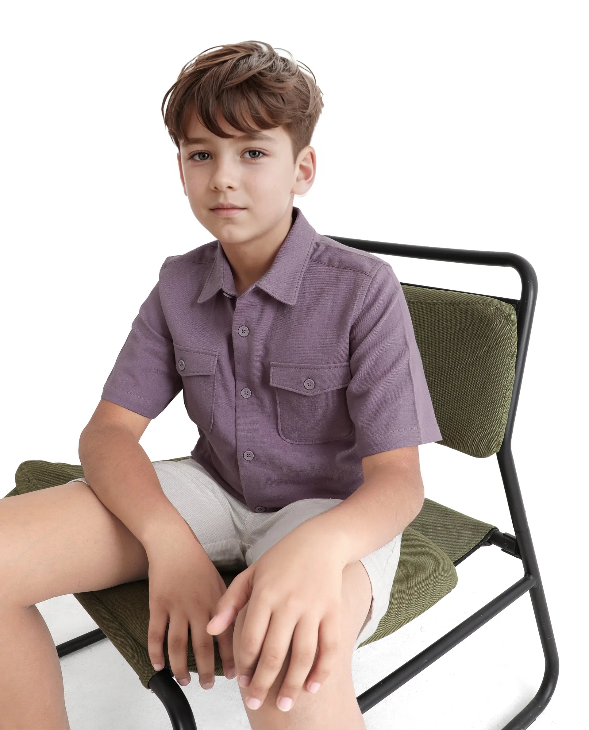 Rare Ones Kids Prest-K Dusky Pink Cotton Short Sleeve Plain Regular Shirt