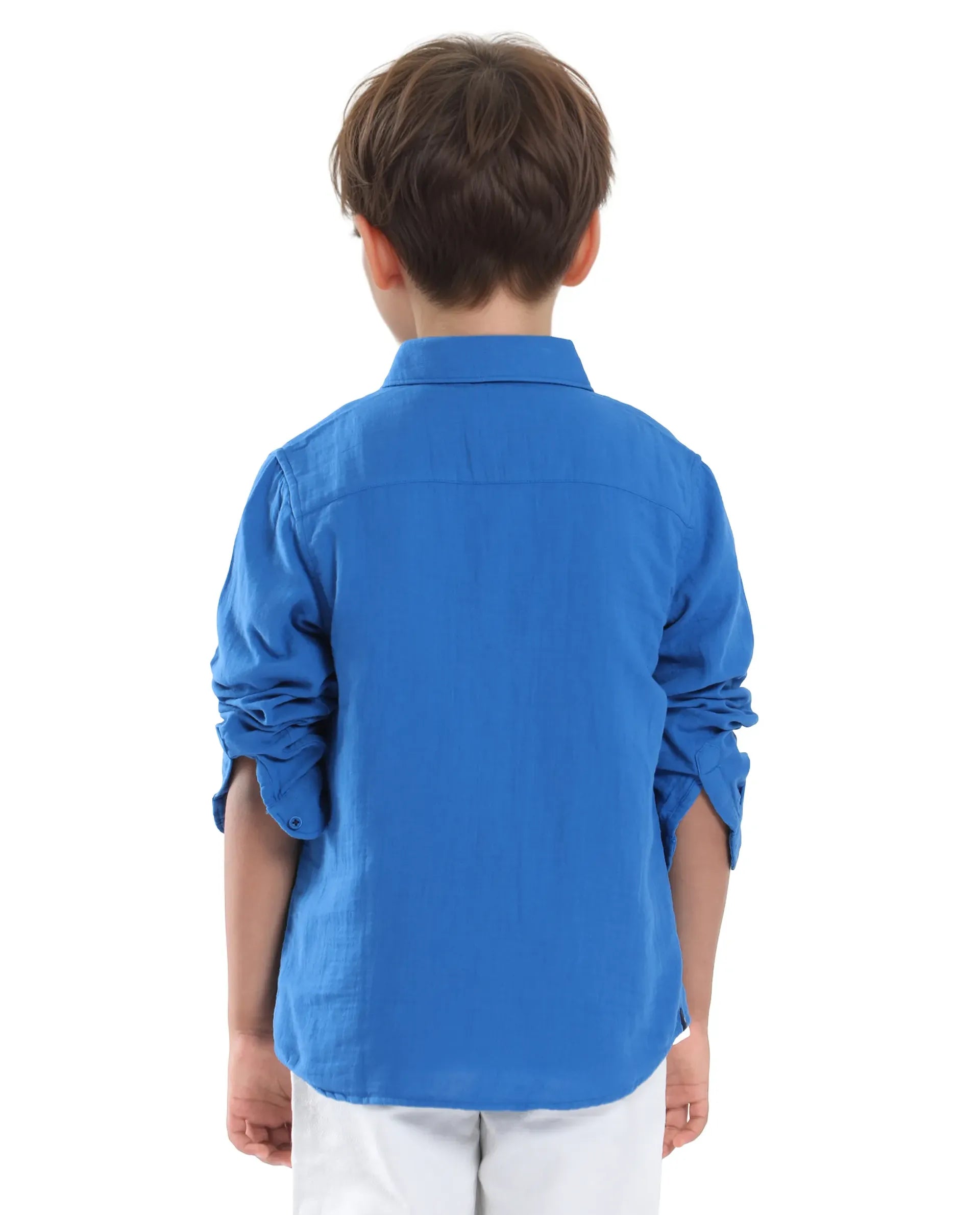Rare Ones Kids Presto Blue Cotton Full Sleeve Solid Shirt