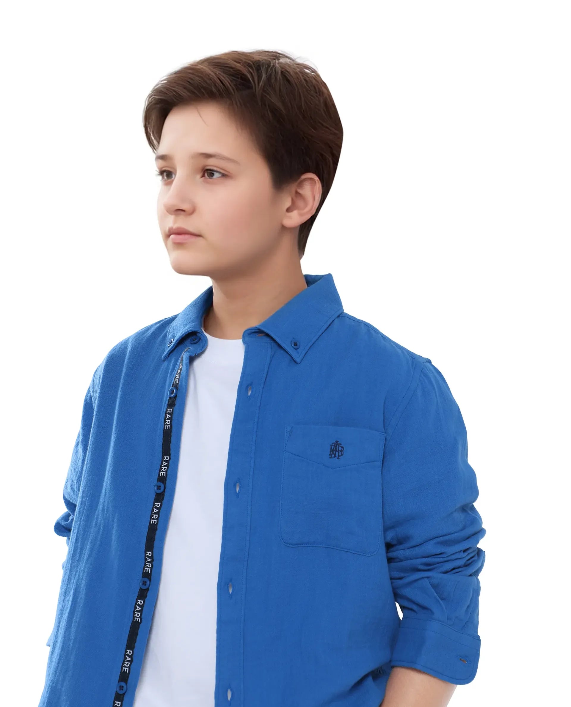 Rare Ones Kids Presto Blue Cotton Full Sleeve Solid Shirt