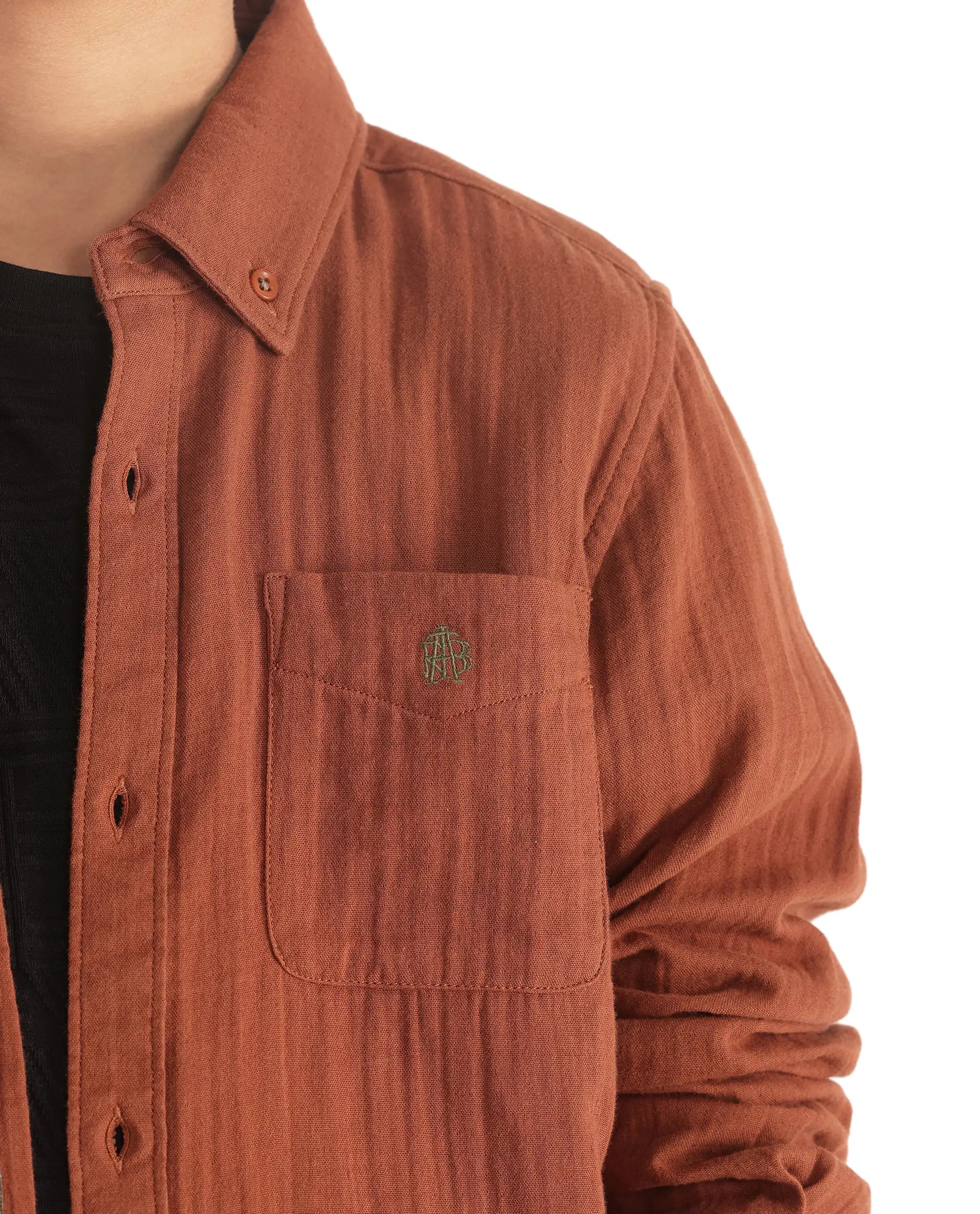 Rare Ones Kids Presto Brown Cotton Full Sleeve Regular Fit Button Down Solid Shirt