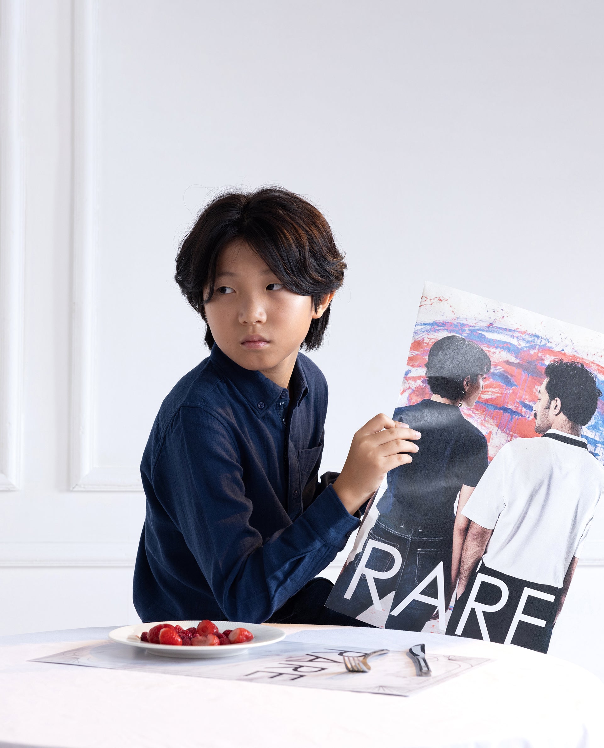 Rare Ones Kids Presto Navy Cotton Full Sleeve Regular Fit Button Down Solid Shirt