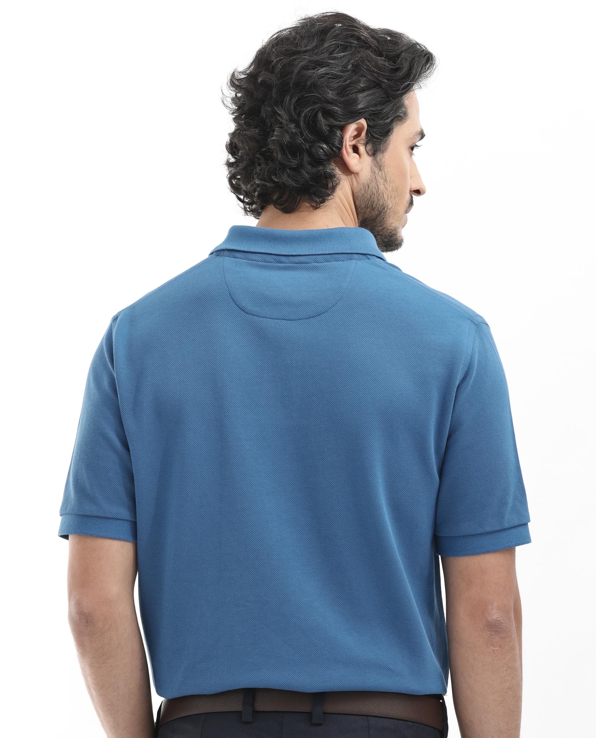 Rare Rabbit Mens Pare Dark Dusky Blue Short Sleeve Solid Polo T-Shirt