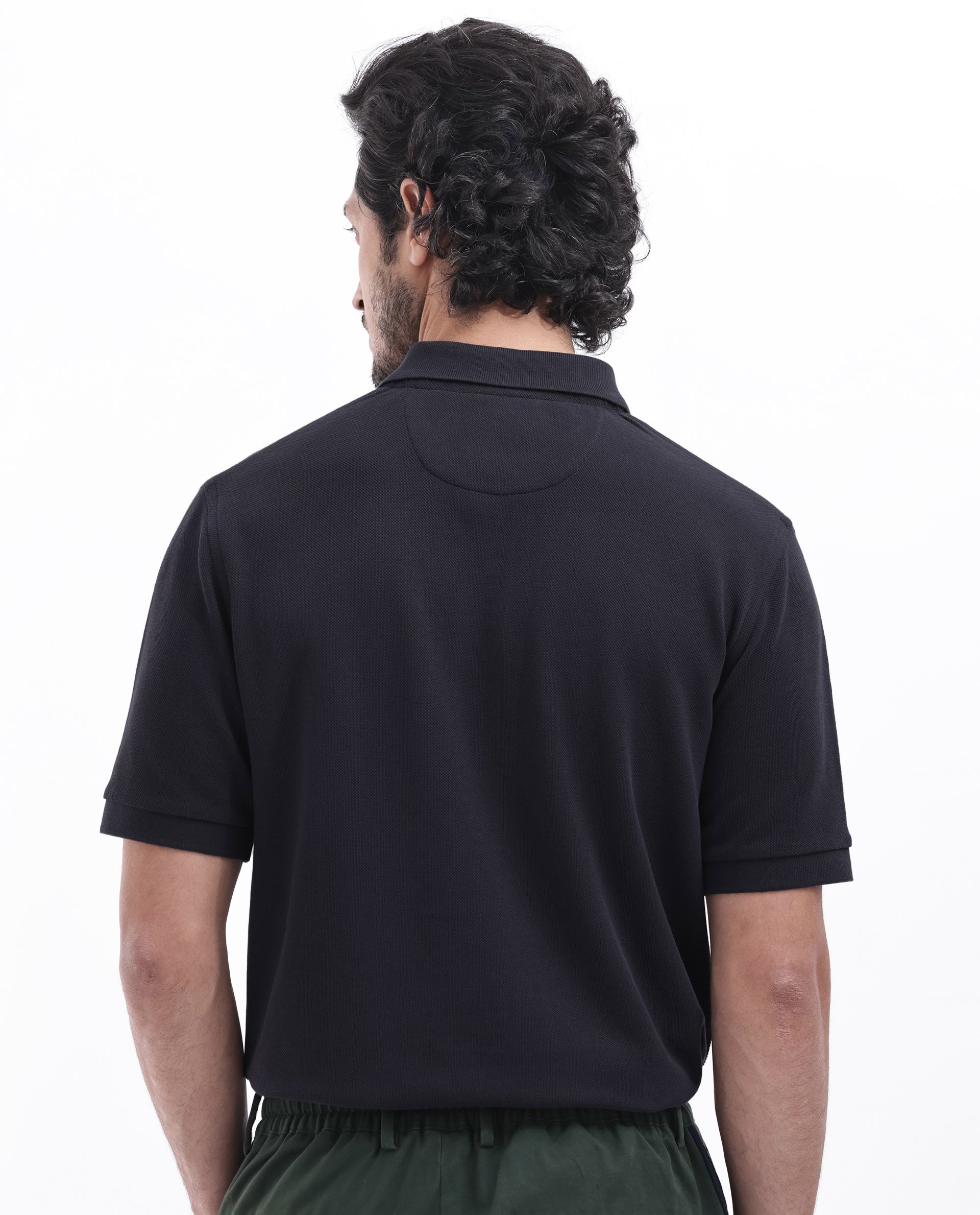 Rare Rabbit Mens Pare Dark Navy Short Sleeve Solid Polo T-Shirt