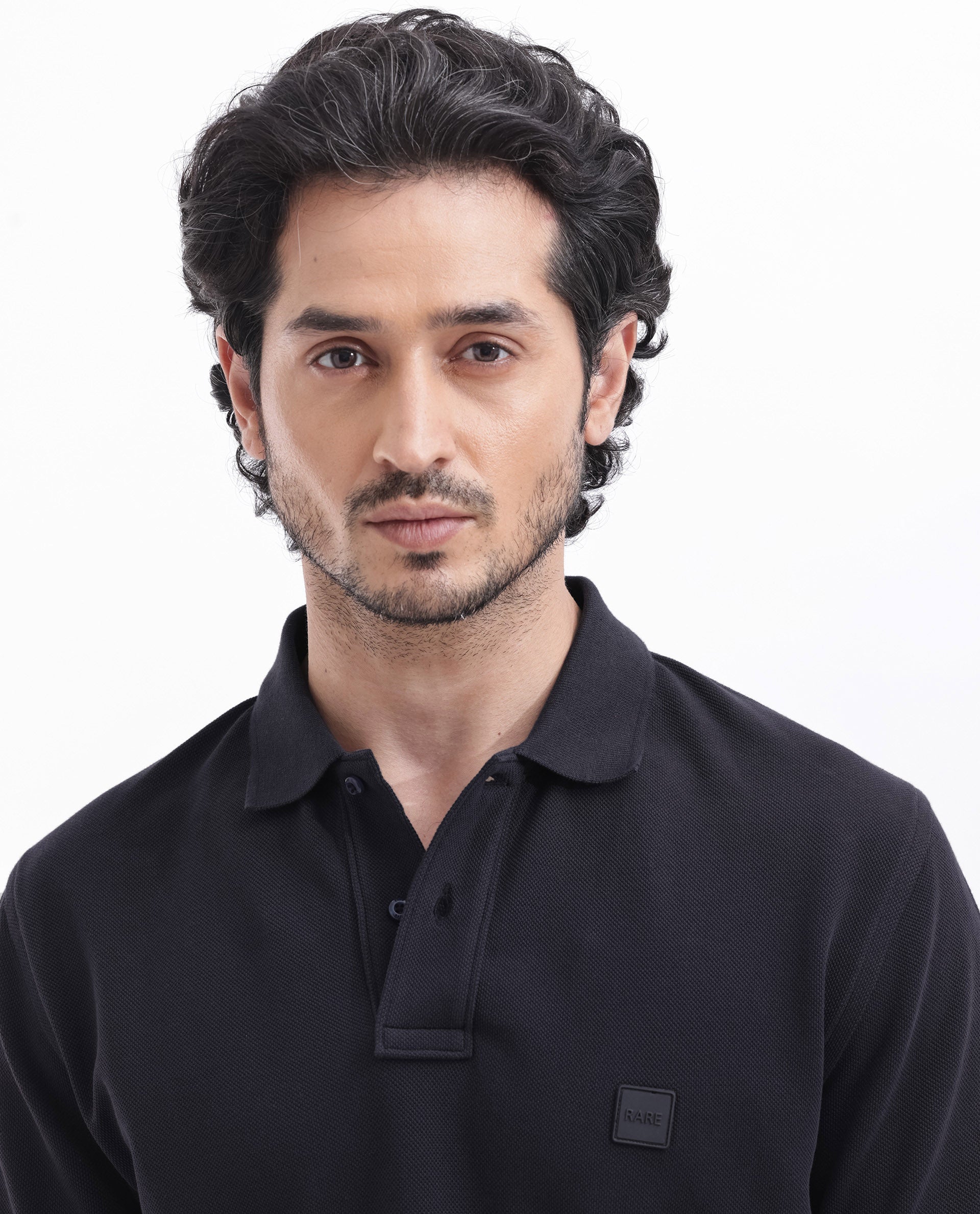 Rare Rabbit Mens Pare Dark Navy Short Sleeve Solid Polo T-Shirt