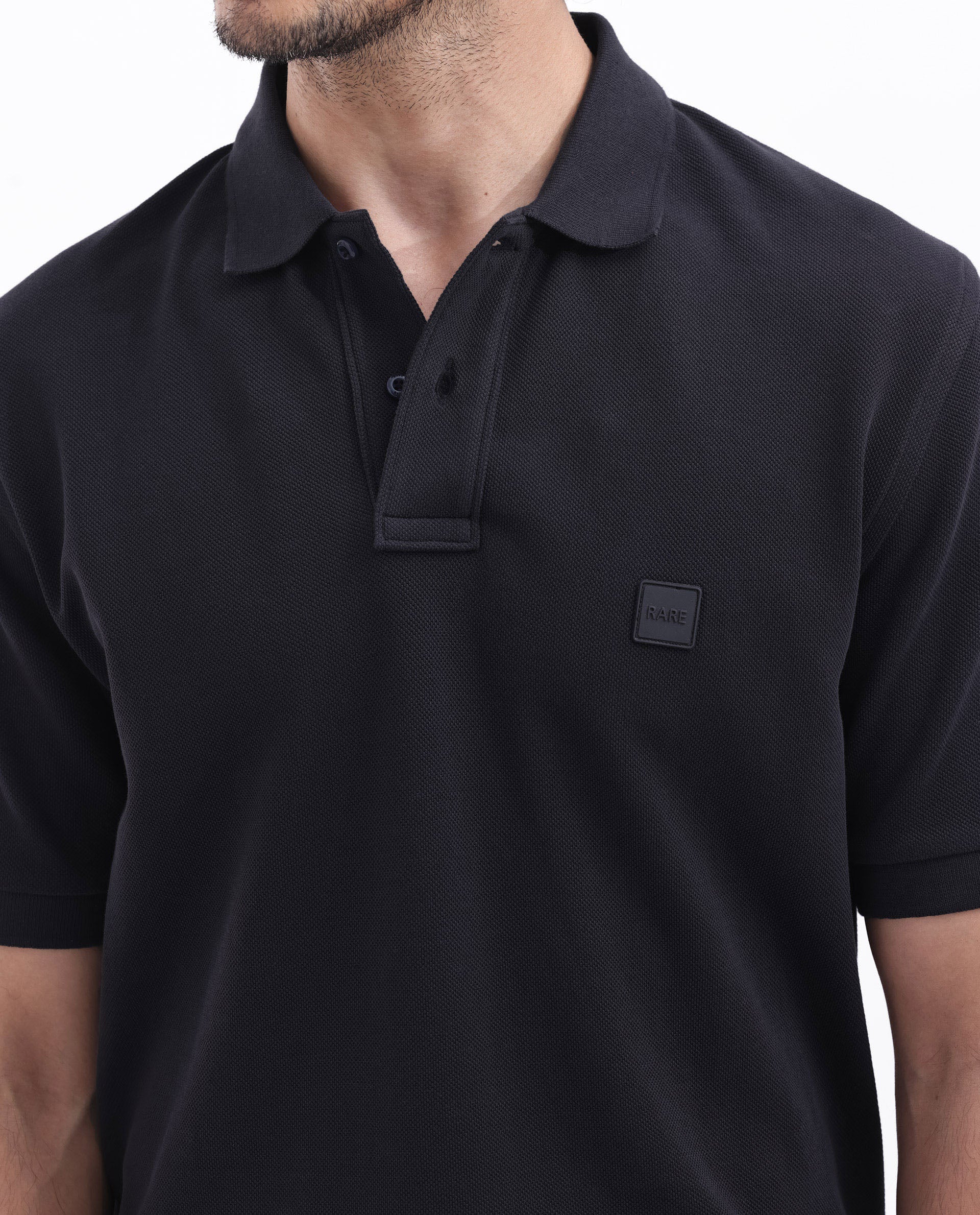 Rare Rabbit Mens Pare Dark Navy Short Sleeve Solid Polo T-Shirt